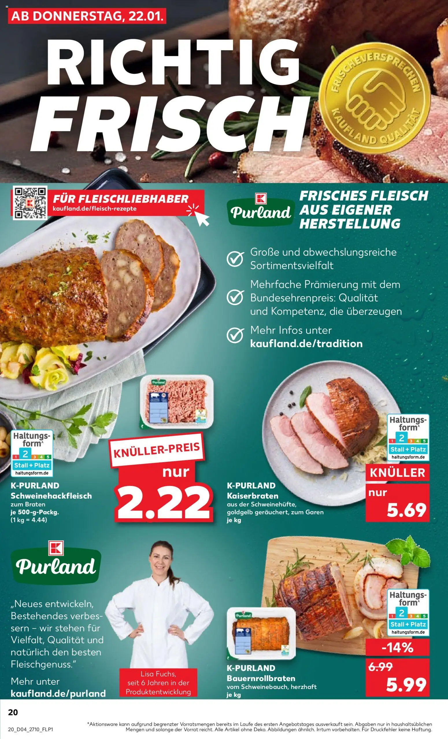 Kaufland prospekt Zeitz	 – gültig ab 22.01.2026 | Seite: 20 | Produkte: Fleisch