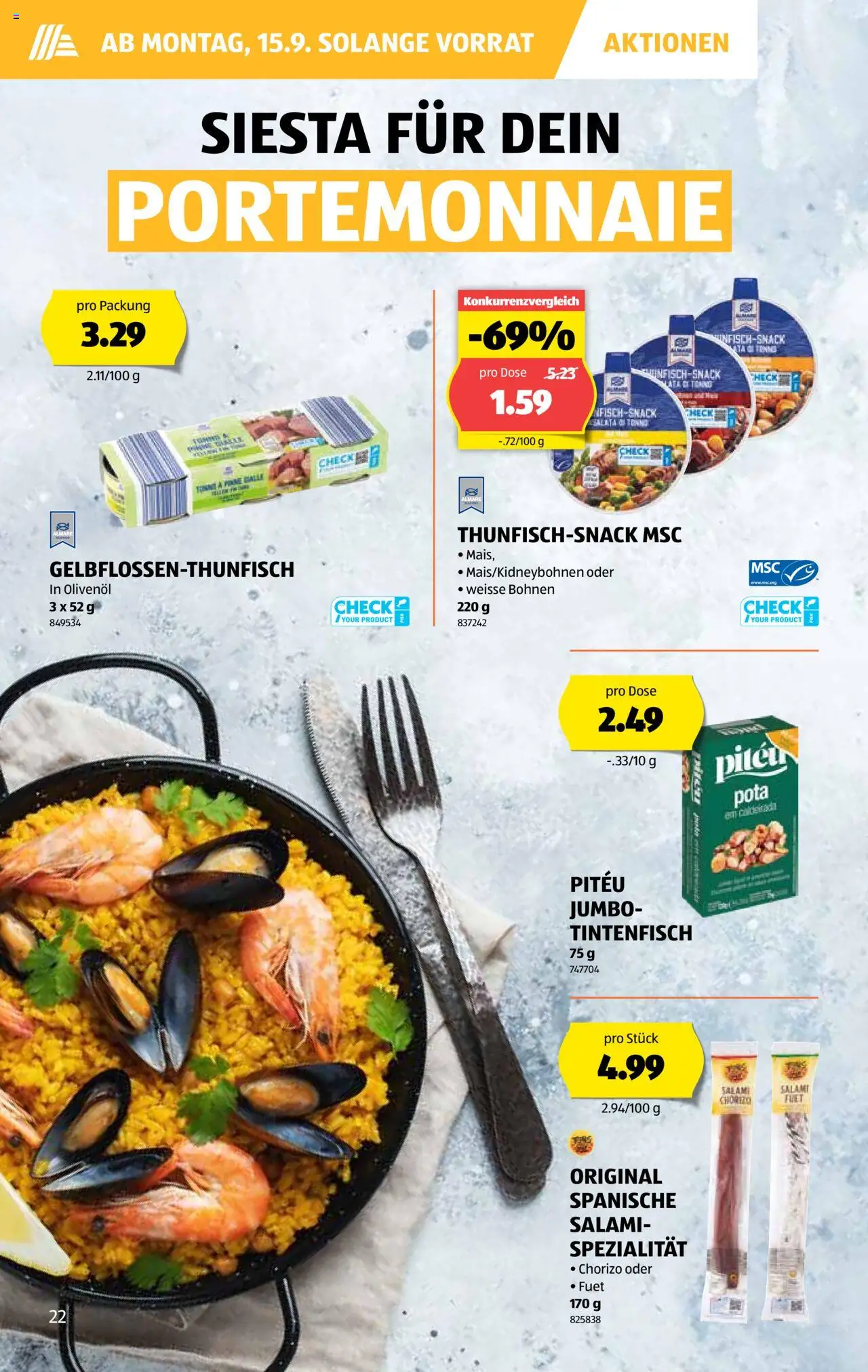 Aldi Aktionen – gültig ab 11.09.2025 | Seite: 23 | Produkte: Tintenfisch, Salami