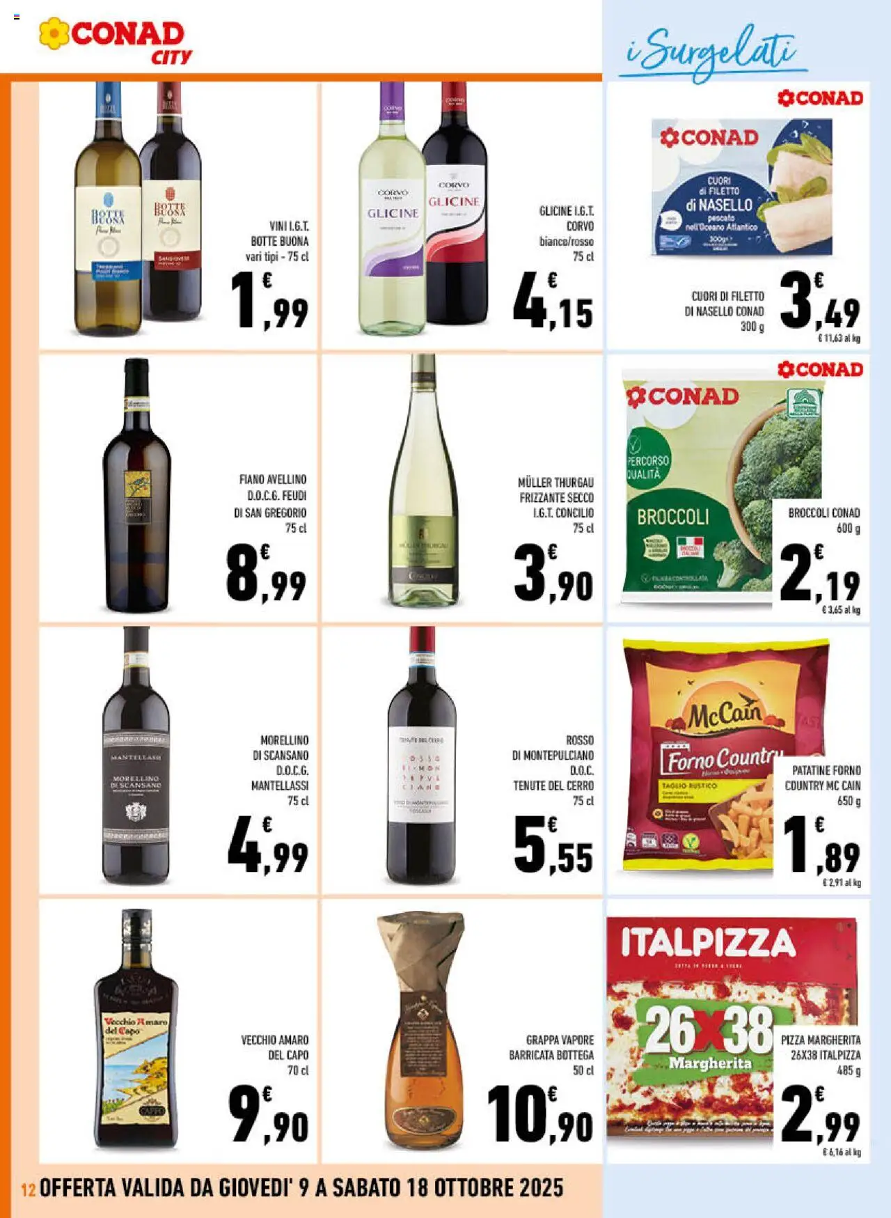 Volantino Conad del 09.10.2025 | Pagina: 12 | Prodotti: Patatine, Broccoli, Forno, Nasello
