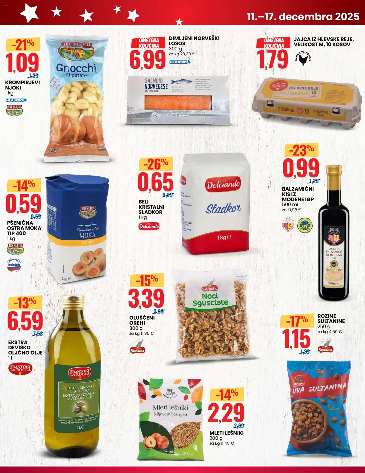 Novi Eurospin katalog ponudbe – veljaven od 11.12.2025 | Stran: 3 | Izdelki: Moka, Oljčno olje, Losos, Sladkor