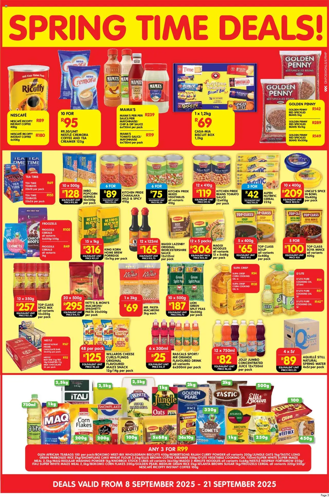 New Shoprite catalogue – valid from 08.09.2025 | Page: 3 | Products: Cake, Flour, Powder, Mayonnaise