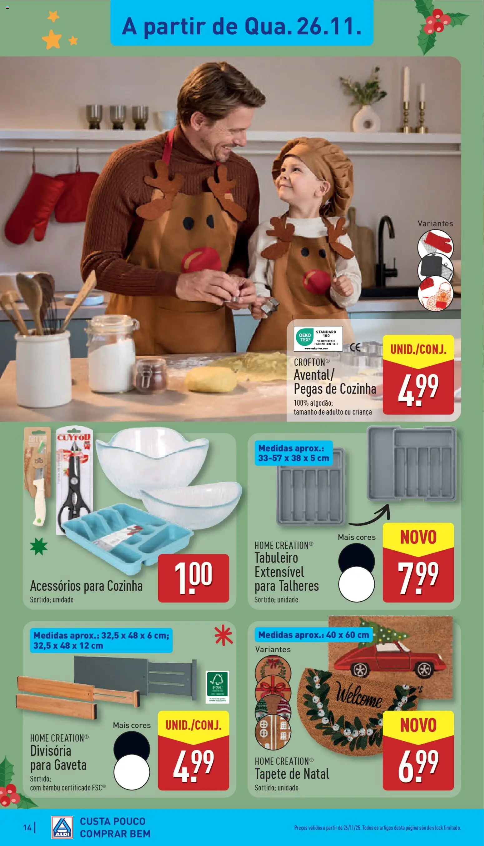 Aldi folheto │ válido de 24.11.2025 | Página: 14 | Produtos: Talheres, Tapete