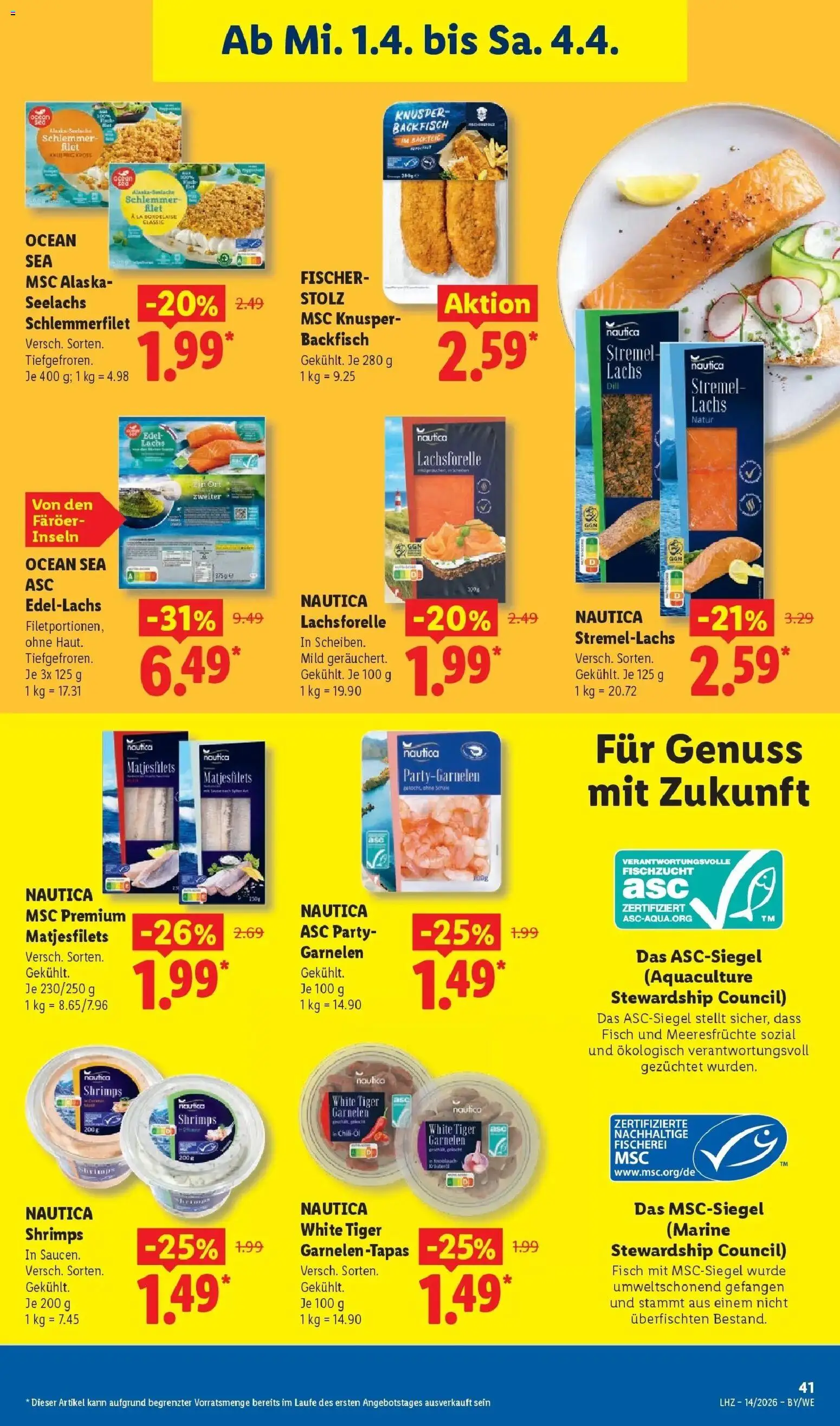 Lidl Prospekt Rheinbrohl – gültig ab 30.03.2026 | Seite: 65 | Produkte: Garnelen, Fisch, Lachs, Meeresfrüchte