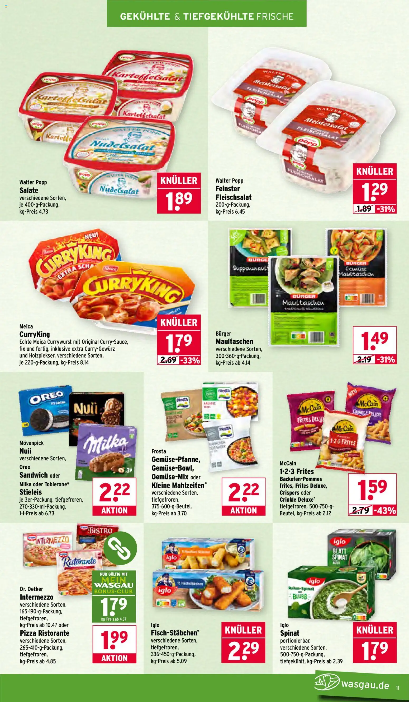 Wasgau Prospekt 	 – gültig ab 05.01.2026 | Seite: 11 | Produkte: Ristorante, Iglo, Burger, Pizza