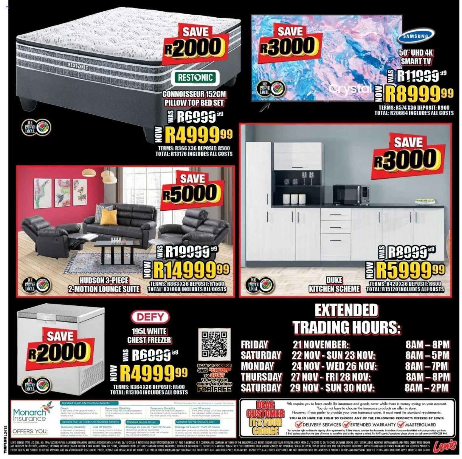 New Lewis Stores catalogue – valid from 21.11.2025 | Page: 3 | Products: Phone, Freezer, TV, Chest freezer