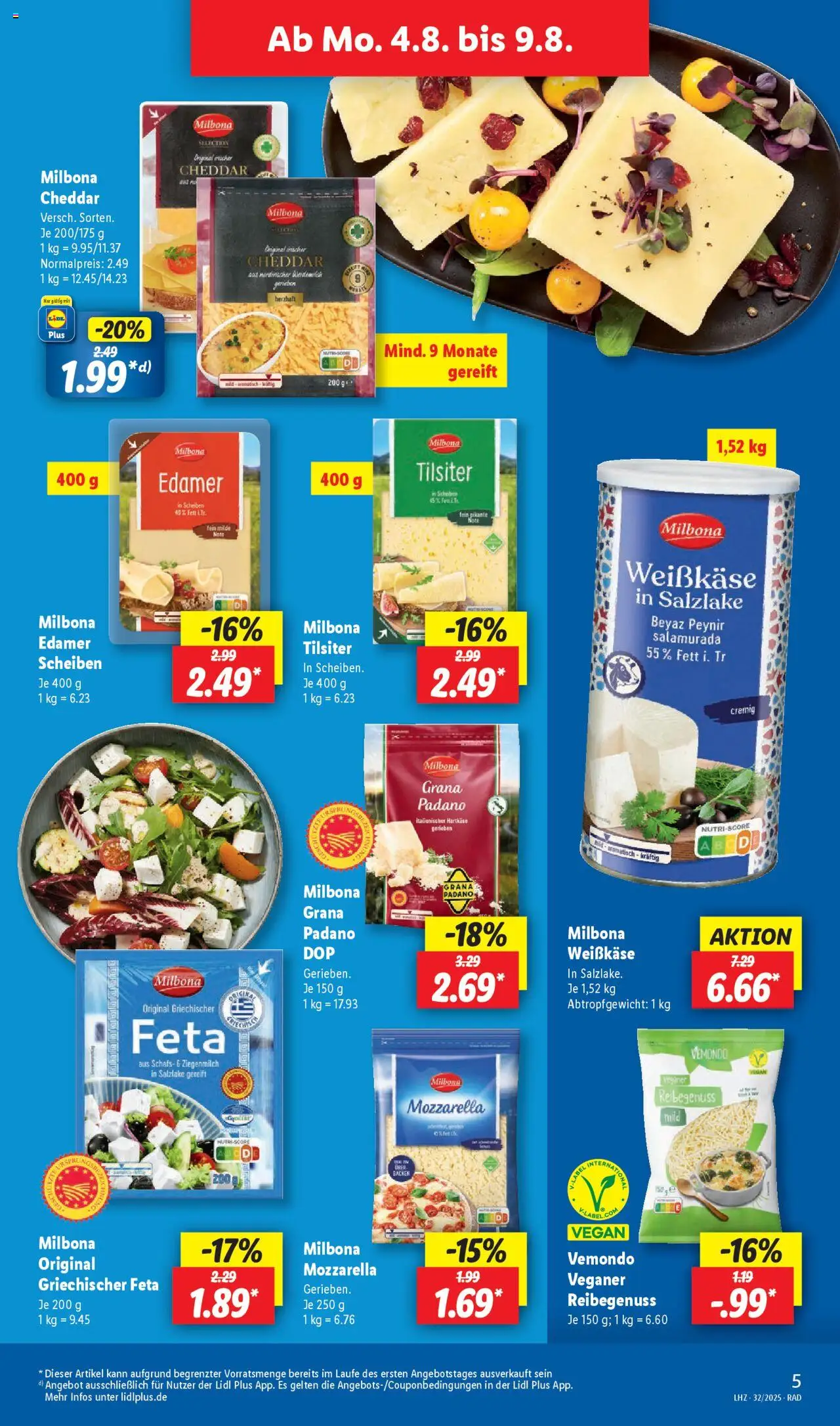 Lidl Prospekt Bernsdorf - gültig ab dem 04.08.2025 | Seite: 7 | Produkte: Feta, Mozzarella, Edamer