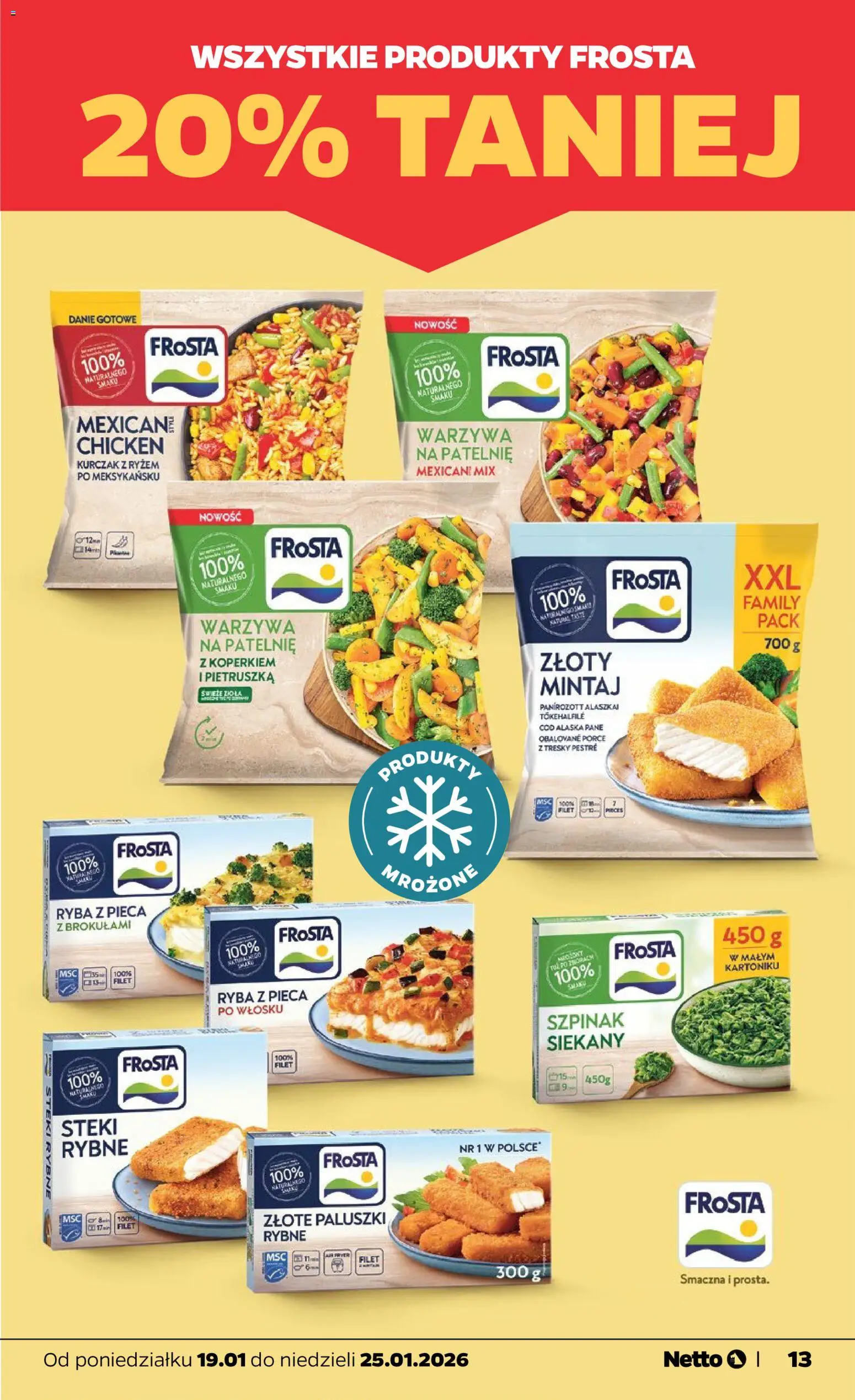 Netto gazetka - Spożywcza od 19.01.2026 | Strona: 13 | Produkty: Pietruszka, Paluszki rybne, Szpinak, Warzywa