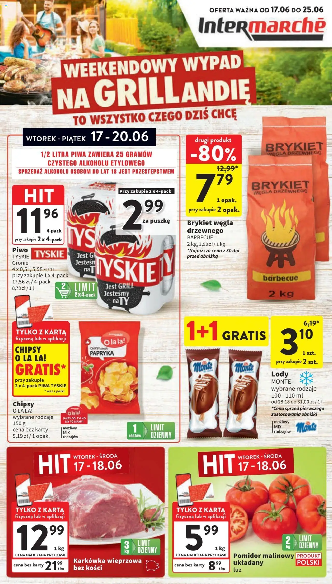 Intermarche Gazetka od 17.06.2025 | Strona: 1 | Produkty: Karta, Chipsy, Tyskie, Lody