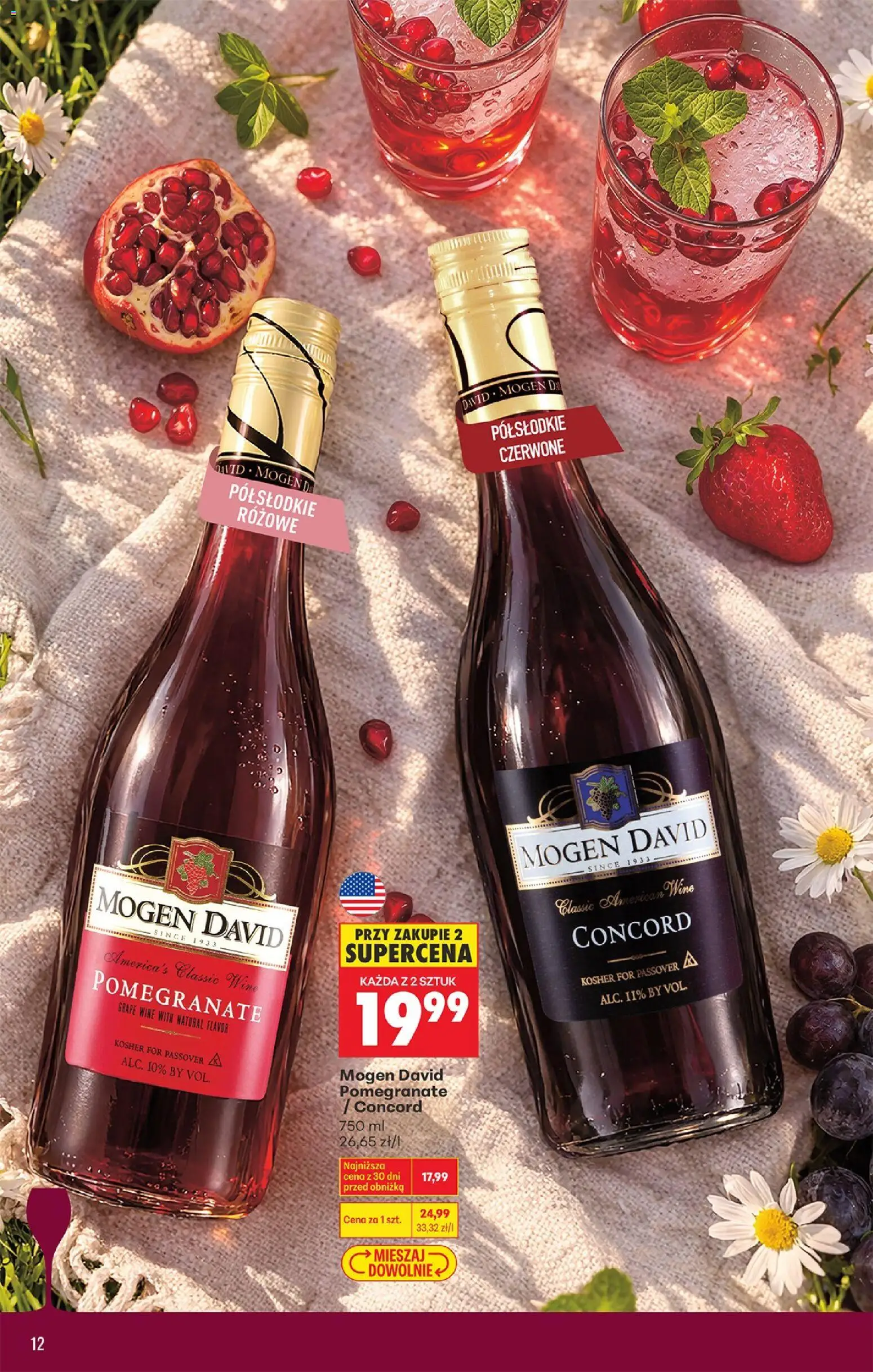 Biedronka gazetka - Czas na toast od 07.04.2026 | Strona: 12 | Produkty: Mogen david pomegranate