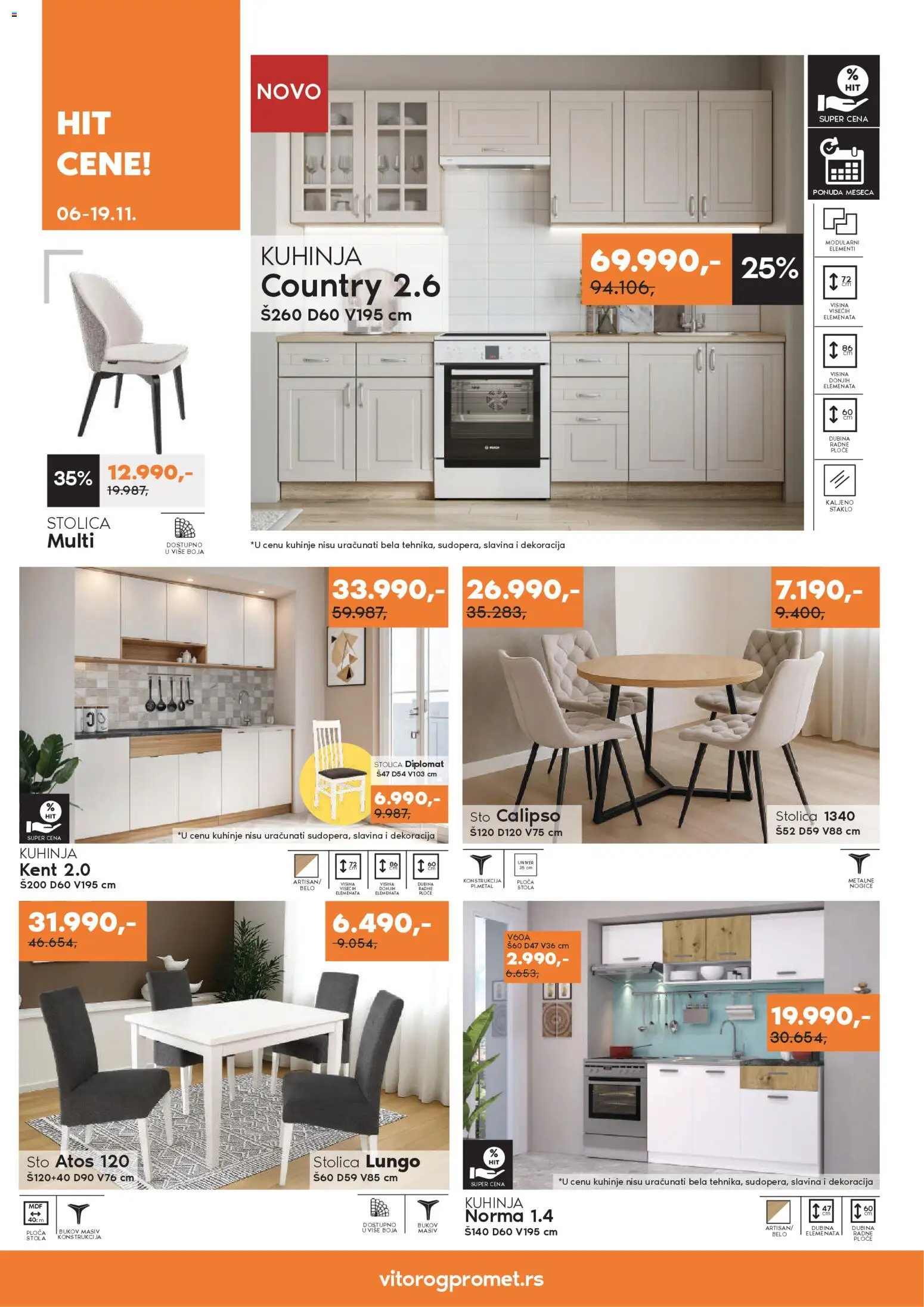 Vitorog katalog - važi od 06.11.2025 | Strana: 8 | Proizvode: Sto, Stolica, Kuhinja