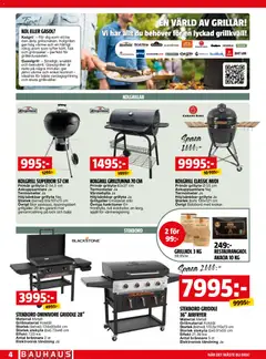 Bauhaus erbjudanden - Förhandsvisning av reklamblad från butik Bauhaus aktuell från 01.04.2026 | Sida: 4 | Produkter: Gasolgrill, Gasol, Kolgrill, Balja