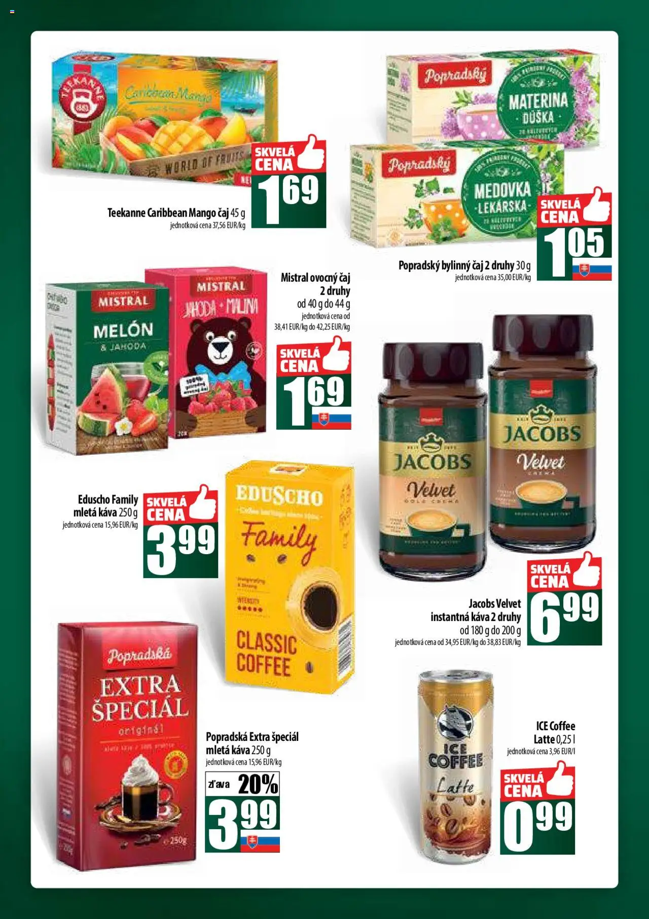 COOP Jednota široká ponuka │ platný od 21.08.2025 | Strana: 44 | Produkty: Káva, Čaj, Mango, Teekanne