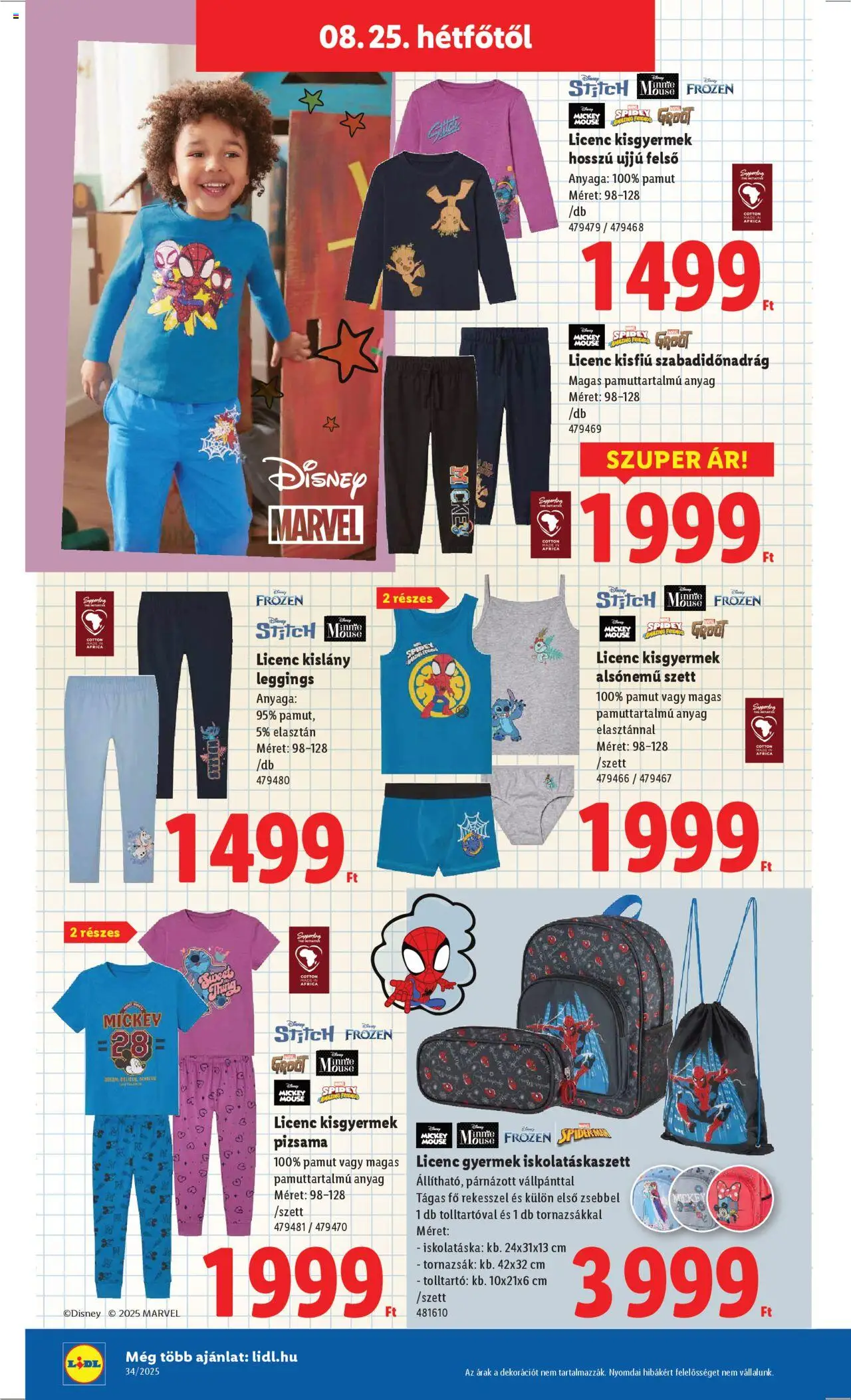 Lidl akciós ujság - amely érvényes a következő dátumtól: 21.08.2025 | Oldal: 16 | Termékek: Tolltartó, Ing, Pizsama, Leggings