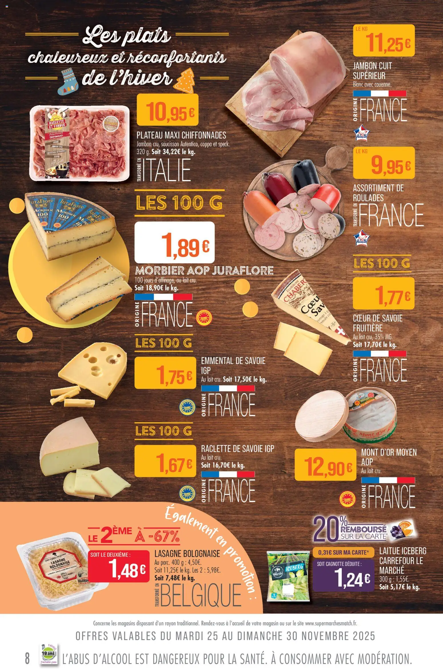 {H1} | Page: 8 | Produits: Saucisson, Jambon Cru, Laitue, Mont d'or