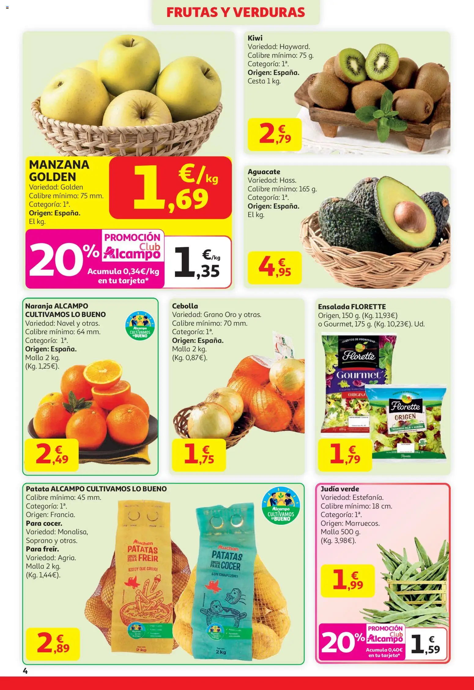 Alcampo - HG Nacional Cat │ válido desde el 15.01.2026 | Página: 4 | Productos: Kiwi, Manzana, Ensalada, Παγωμένο τσάι