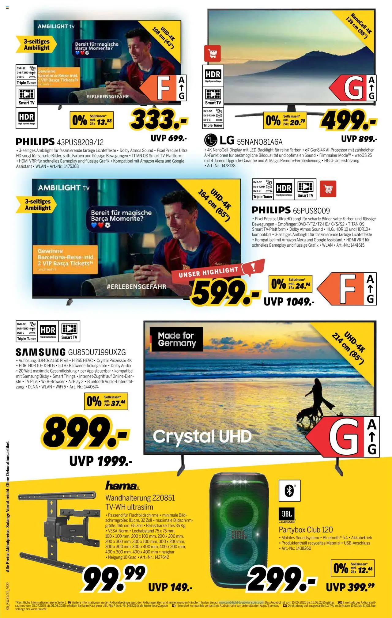 Medimax Prospekt 	 - gültig ab dem 26.07.2025 | Seite: 6 | Produkte: Philips, Samsung, Bildschirm, Audio