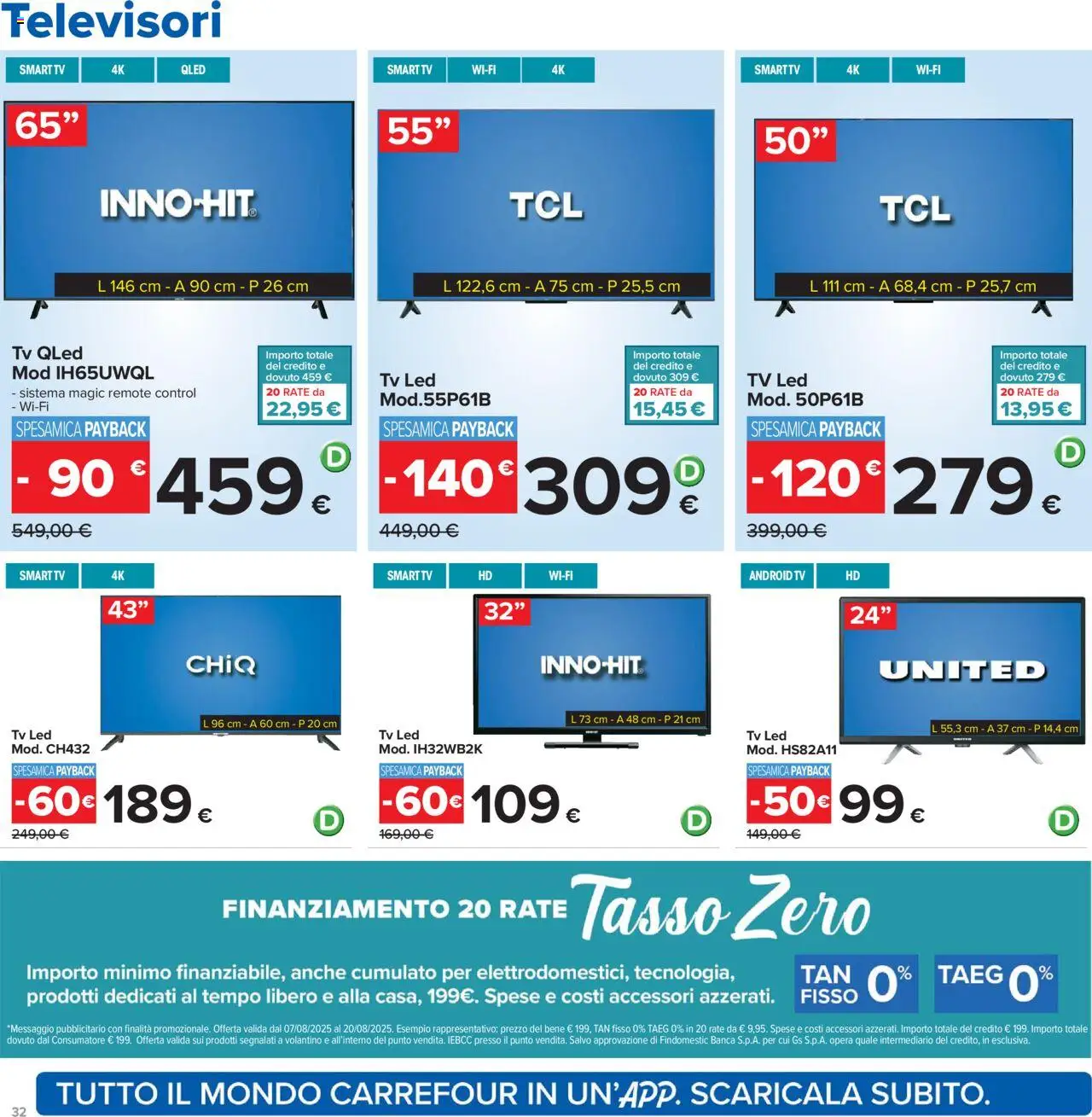 Volantino Carrefour del 07.08.2025 | Pagina: 32 | Prodotti: smart TV, TV