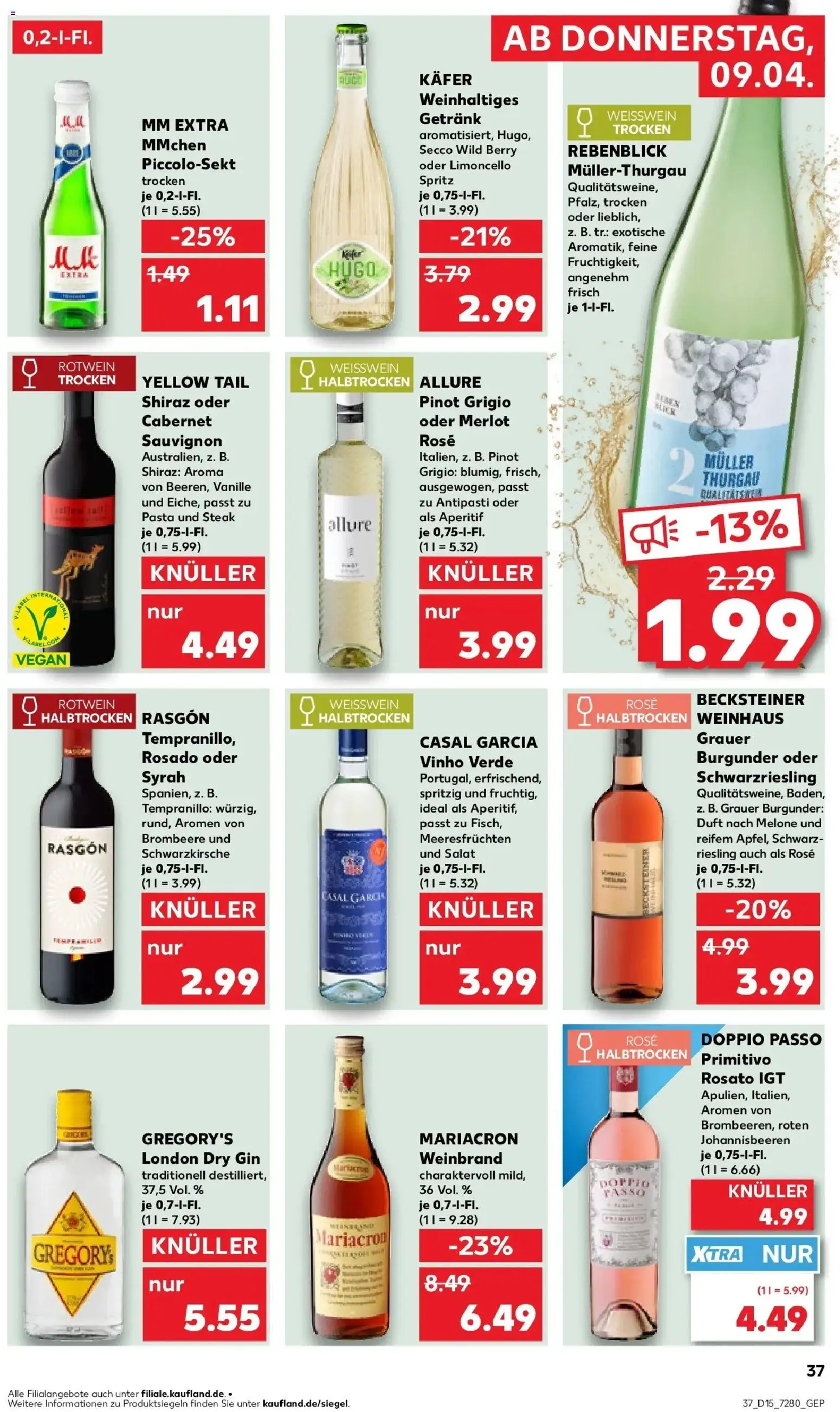 Kaufland Prospekt Kassel	 – gültig ab 07.04.2026 | Seite: 49 | Produkte: Weißwein, Rotwein trocken, Merlot, Mariacron