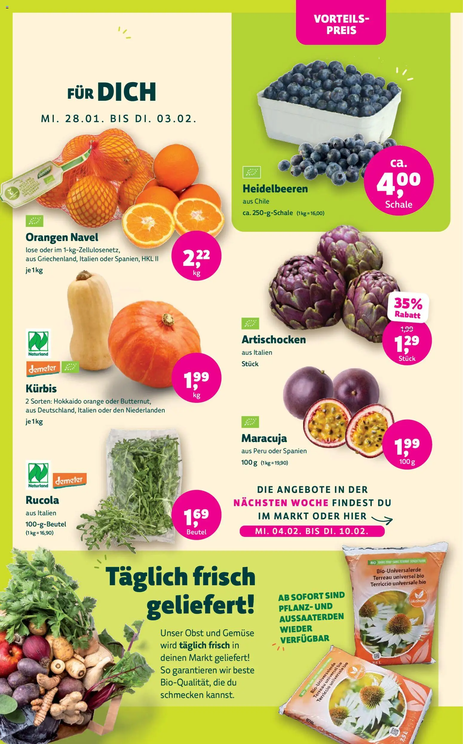 BioMarkt Prospekt – gültig ab 28.01.2026 | Seite: 6 | Produkte: Rucola, Gemüse, Obst, Kürbis