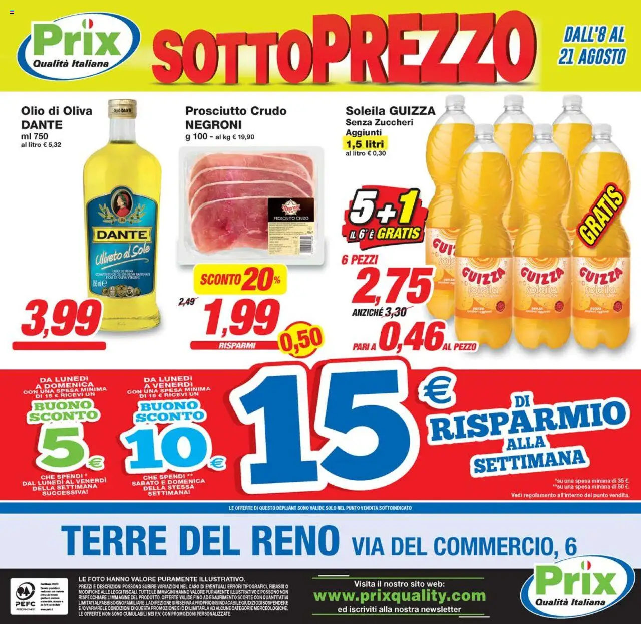 Volantino Prix del 08.08.2025 | Pagina: 16 | Prodotti: Prosciutto Crudo, Olio, Prosciutto, Olio di Oliva