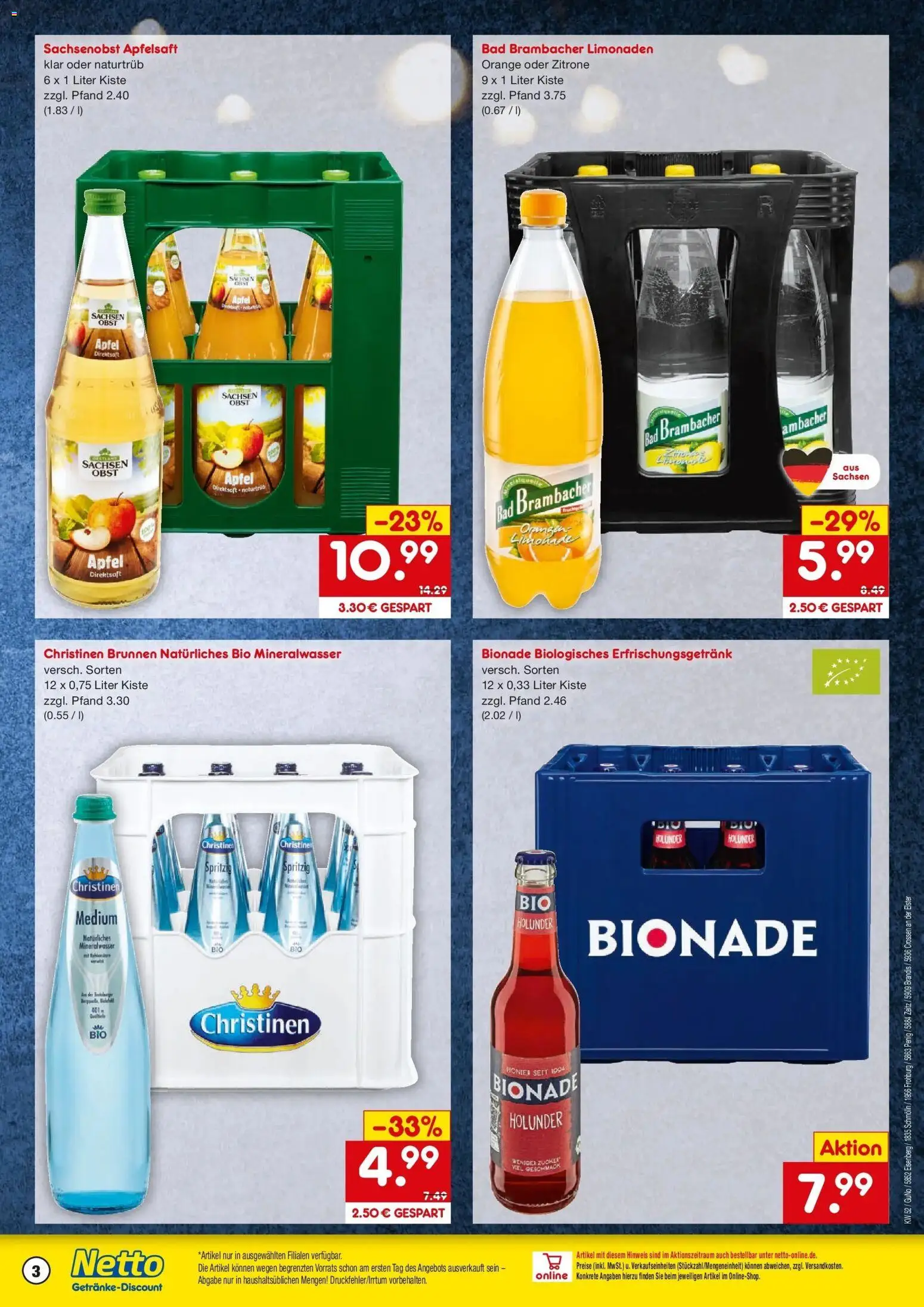 Netto Marken-Discount prospekt Schmölln	 – gültig ab 22.12.2025 | Seite: 3 | Produkte: Bionade, Apfelsaft, Obst, Zitrone