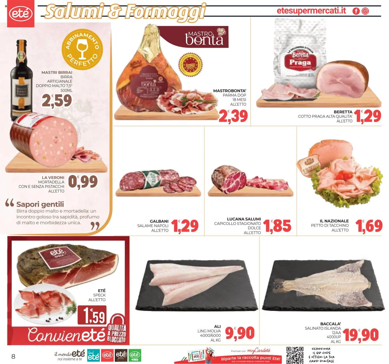 Volantino Eté del 31.10.2025 | Pagina: 8 | Prodotti: Salame, Tè, Tacchino, Mortadella