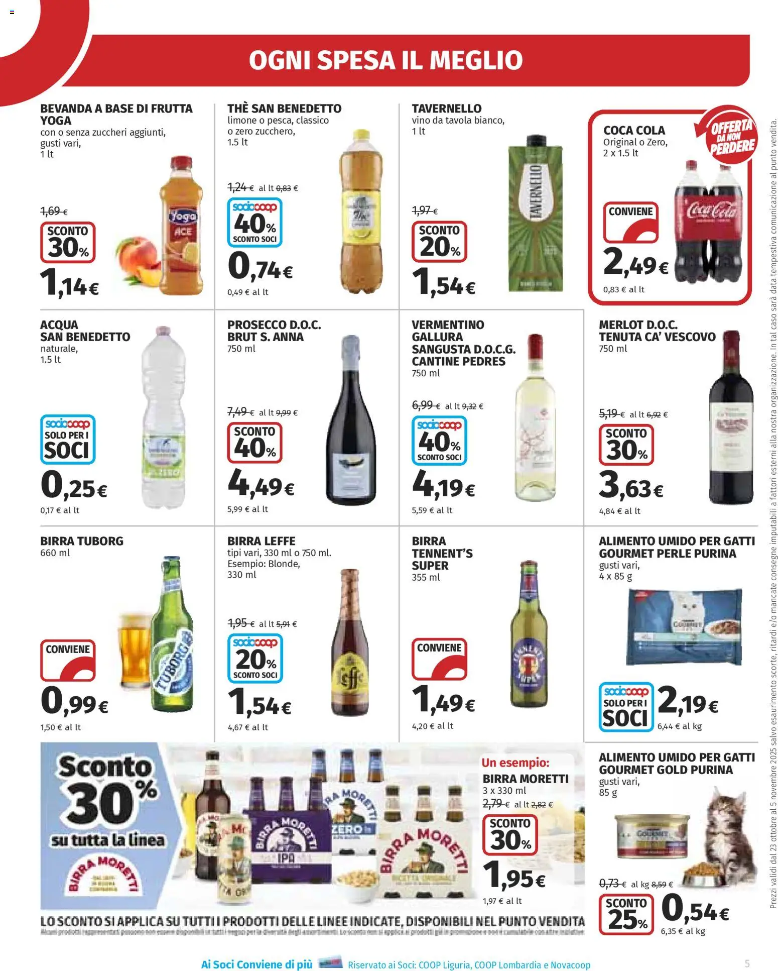 Volantino Ipercoop del 23.10.2025 | Pagina: 5 | Prodotti: Prosecco, Acqua, Vino, Coca Cola