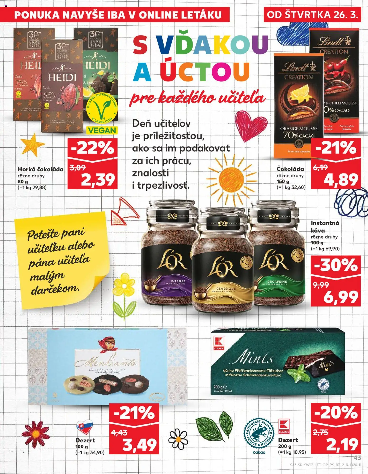 Nové Kaufland akcie – leták je platný od 26.03.2026 | Strana: 43 | Produkty: Chilli, Lindt, Čokoláda, Kakao