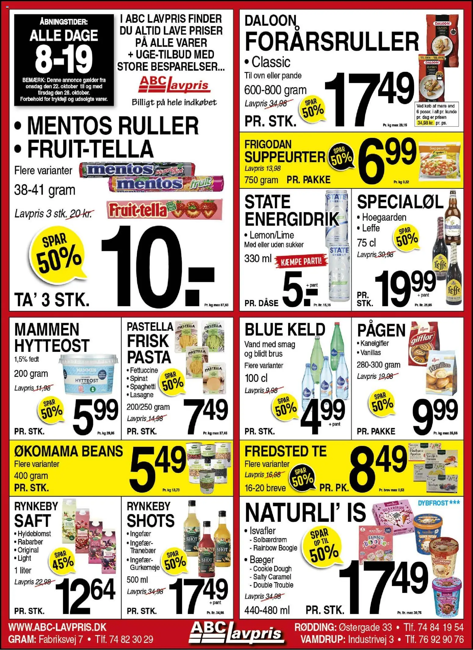 Abc Lavpris tilbudsavis – gyldig fra 22.10.2025 | Side: 1 | Produkter: Spaghetti, Isvafler, Carpete, Ovn