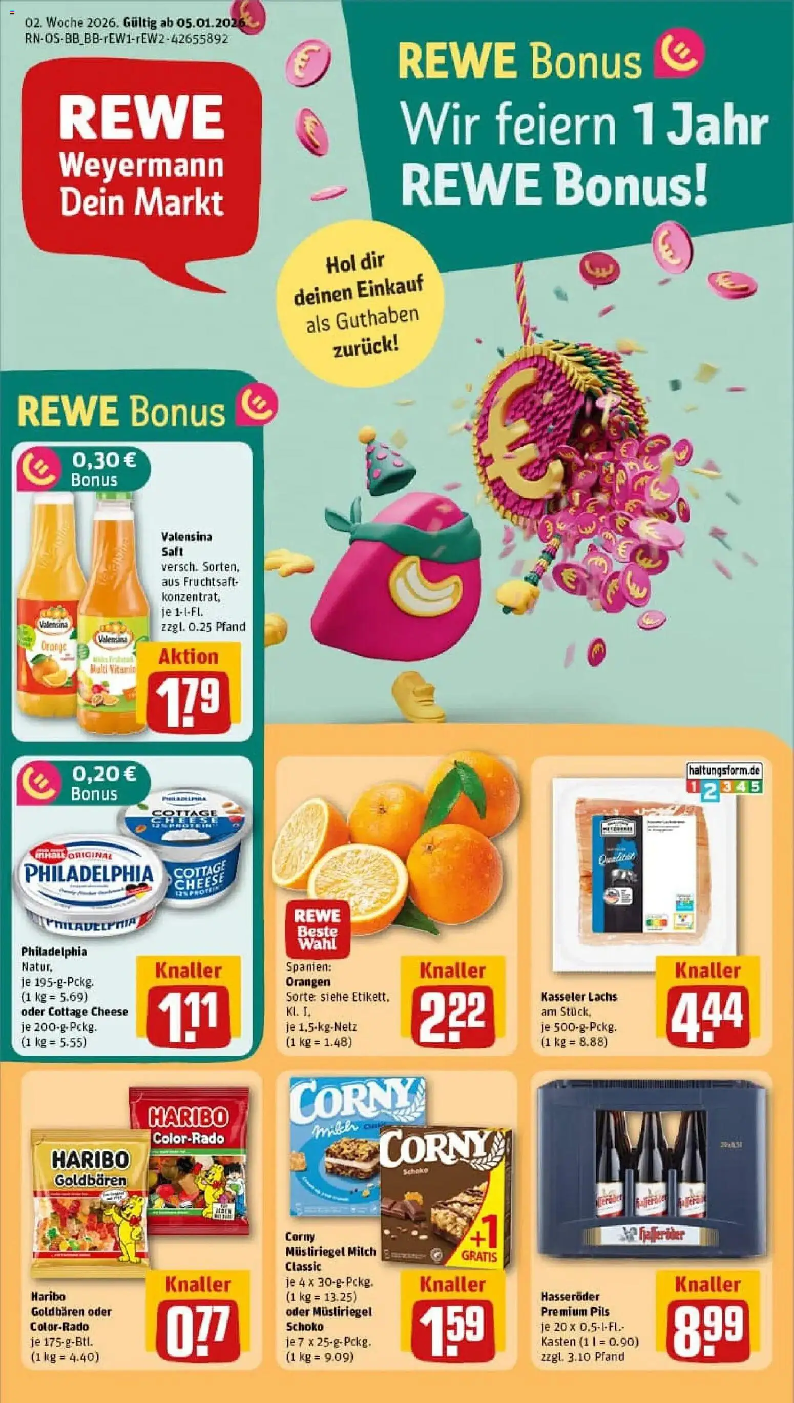 Rewe prospekt Berlin / Prenzlauer Berg	 – gültig ab 04.01.2026 | Seite: 1 | Produkte: Milch, Philadelphia, Pils, Hasseröder