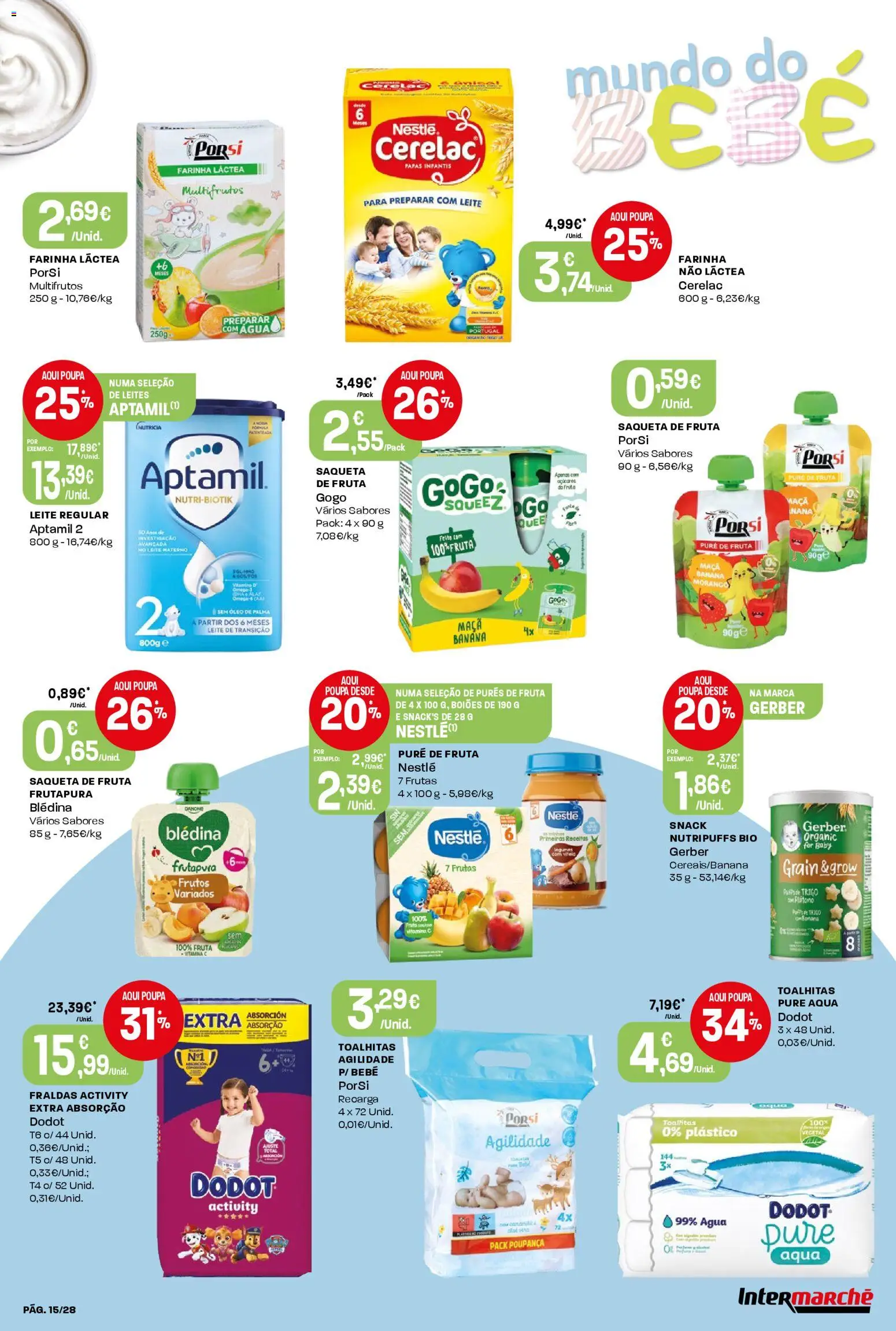 Intermarché Folheto Contact │ válido de 19.03.2026 | Página: 15 | Produtos: Banana, Fraldas, Nestlé, Maça