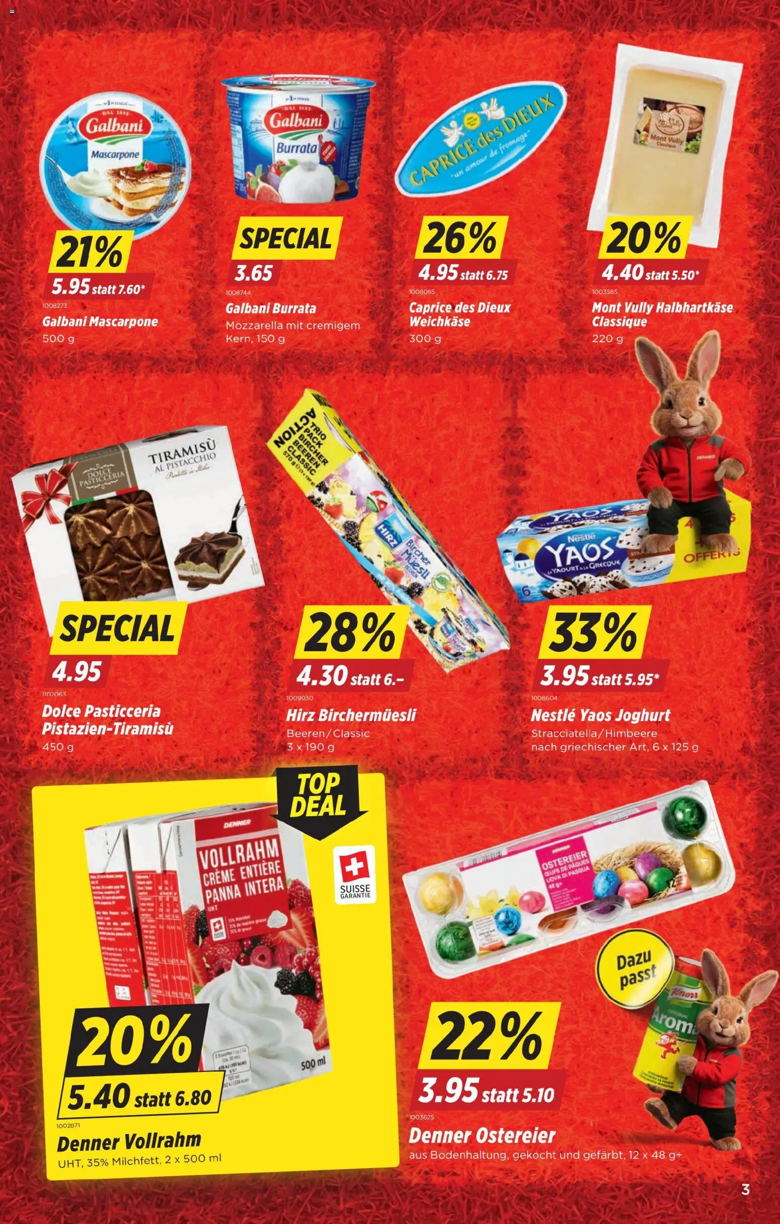 Denner aktionen – gültig ab 19.03.2026 | Seite: 3 | Produkte: Mascarpone, Fennikel, Joghurt, Creme