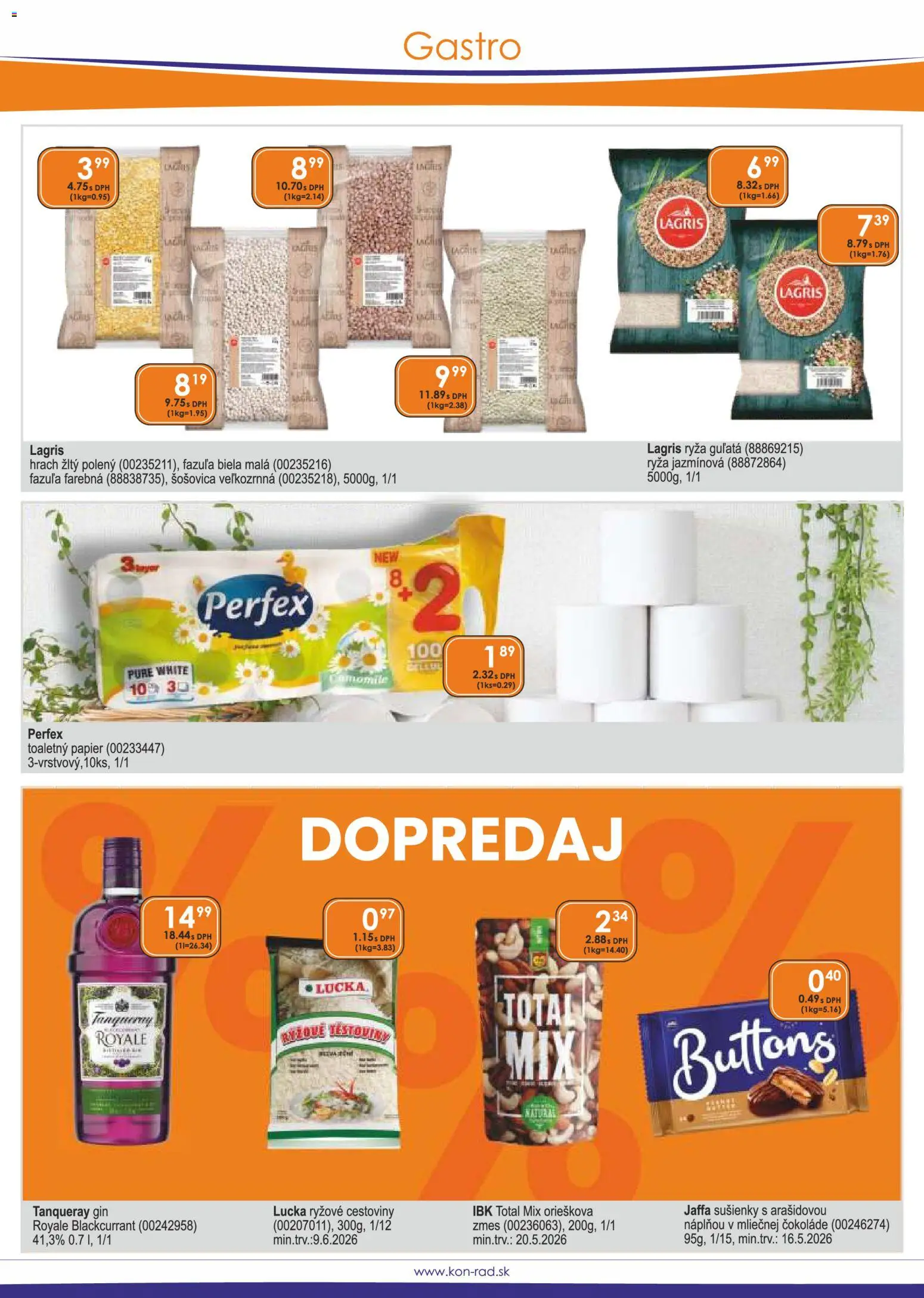 Nové KON - RAD akcie – leták je platný od 01.05.2026 | Strana: 43 | Produkty: Ryža, Cestoviny, Fazuľa, Hrach
