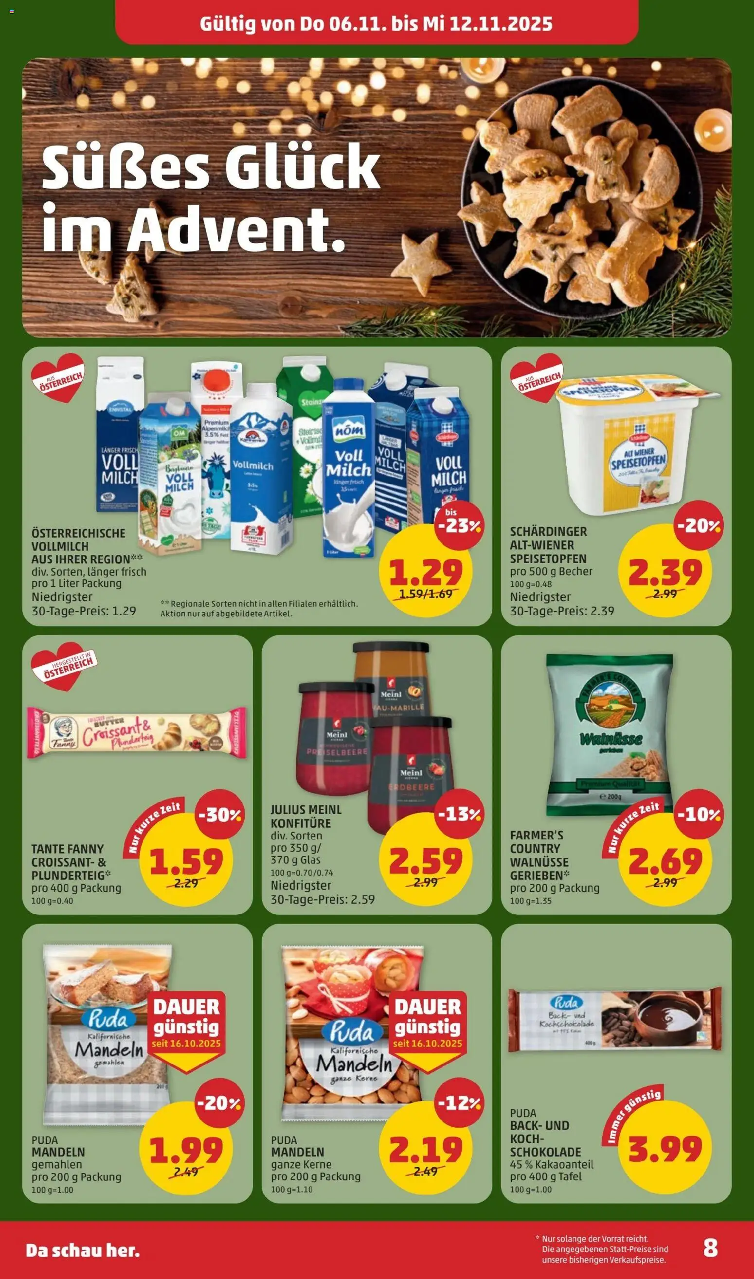 Penny Markt Flugblatt gültig ab 06.11.2025 | Seite: 8 | Produkte: Milch, Schokolade