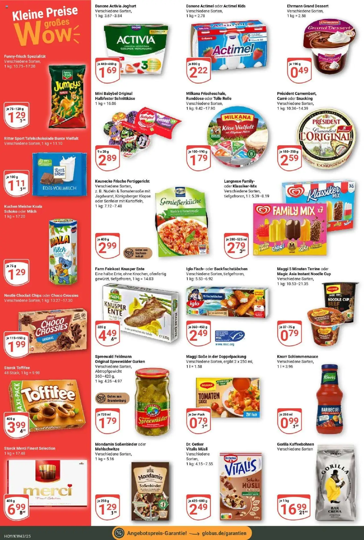 Globus prospekt Hoyerswerda	 – gültig ab 19.10.2025 | Seite: 2 | Produkte: Käse, Ehrmann grand dessert, Ritter sport, Maggi 5 minuten terrine