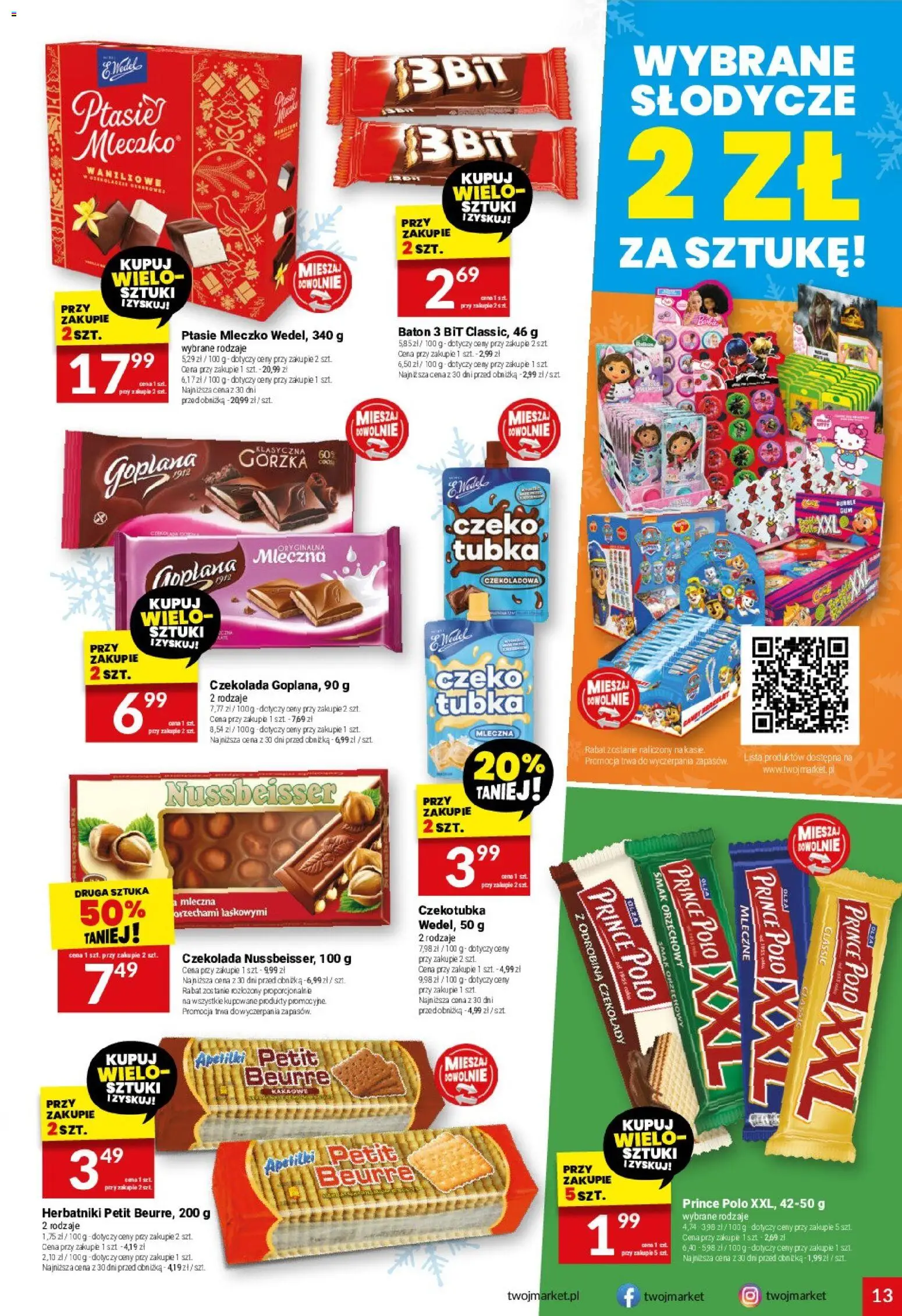 Twój Market Gazetka od 03.12.2025 | Strona: 13 | Produkty: Czekolady, Czekoladowa, Herbatniki, Czekolada
