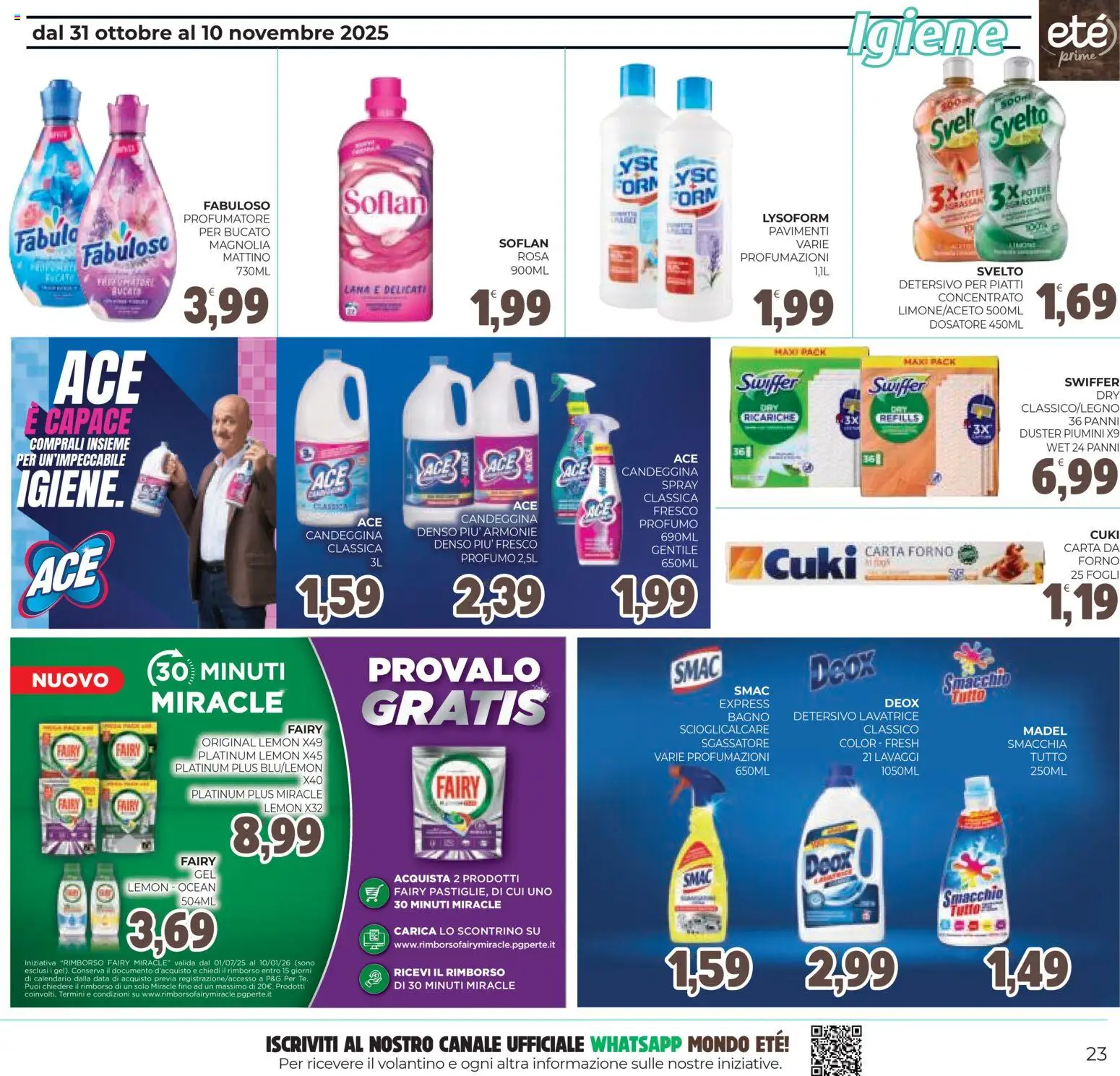 Volantino Eté del 31.10.2025 | Pagina: 23 | Prodotti: Candeggina, Forno, Bagno, Profumo