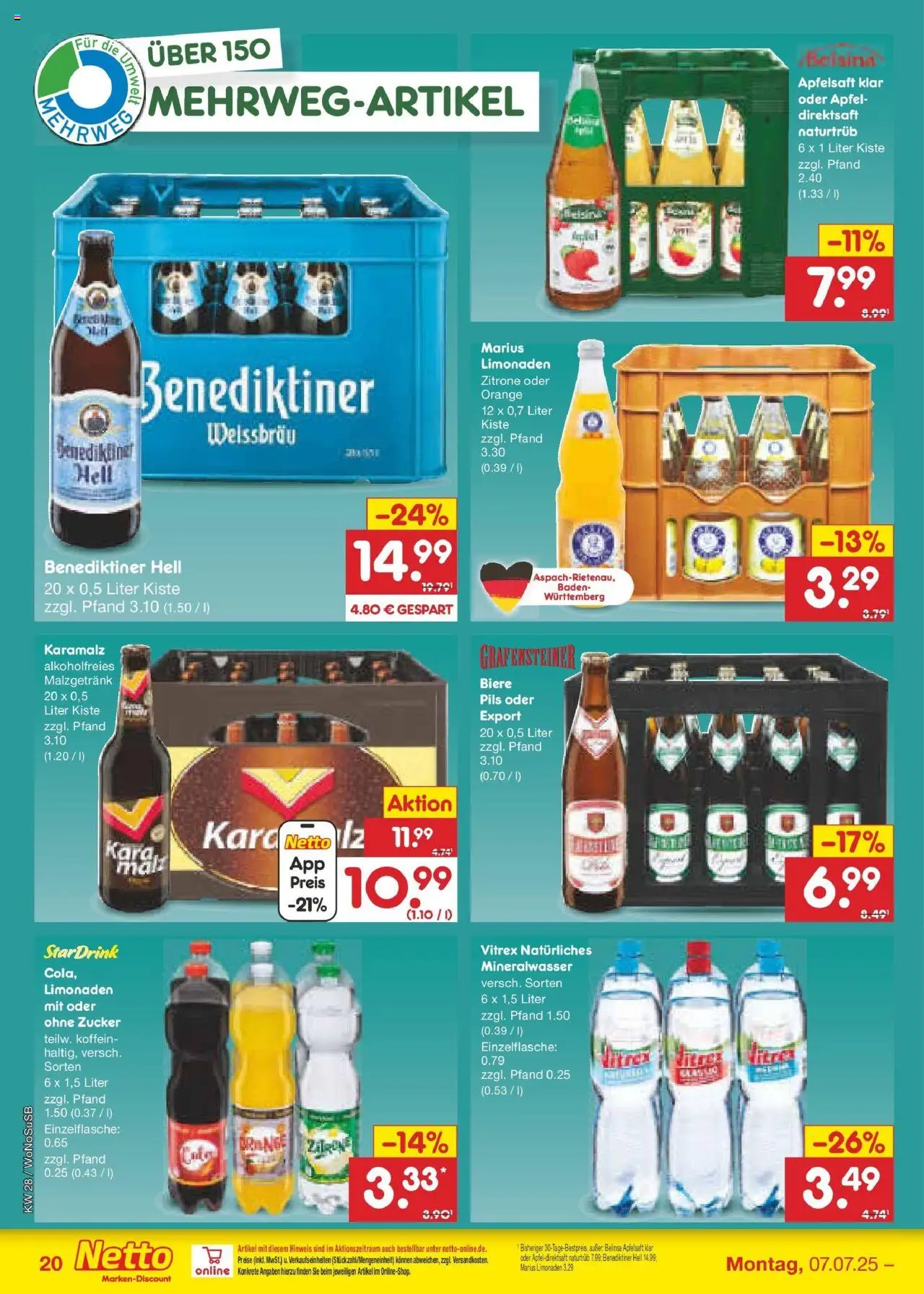 Netto Marken-Discount prospekt Lahnau	 - gültig ab dem 07.07.2025 | Seite: 30 | Produkte: Äpfel, Mineralwasser, Zucker, Zitrone