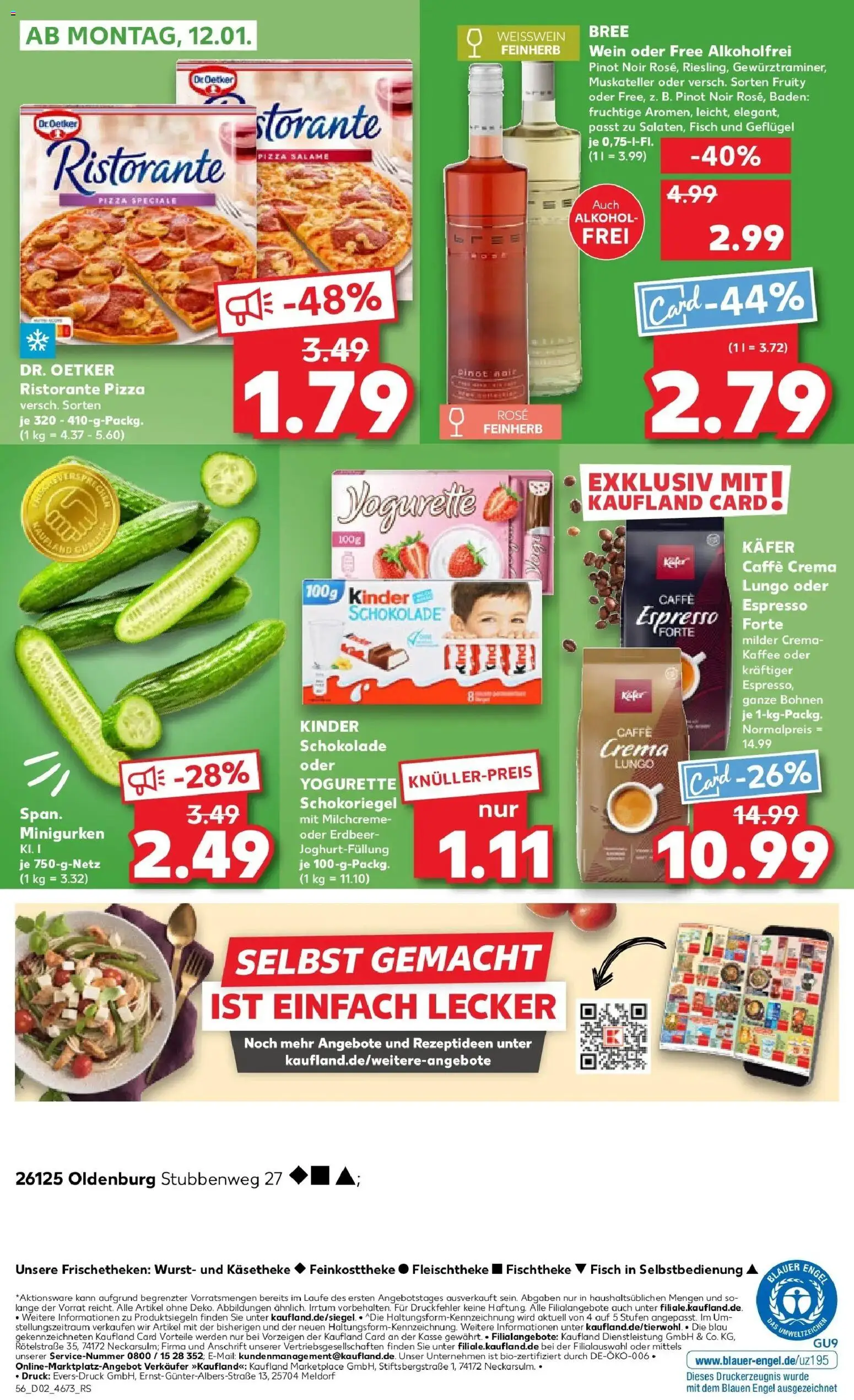 Kaufland prospekt Oldenburg	 – gültig ab 08.01.2026 | Seite: 56 | Produkte: Yogurette, Kaffee, Bree, Pizza