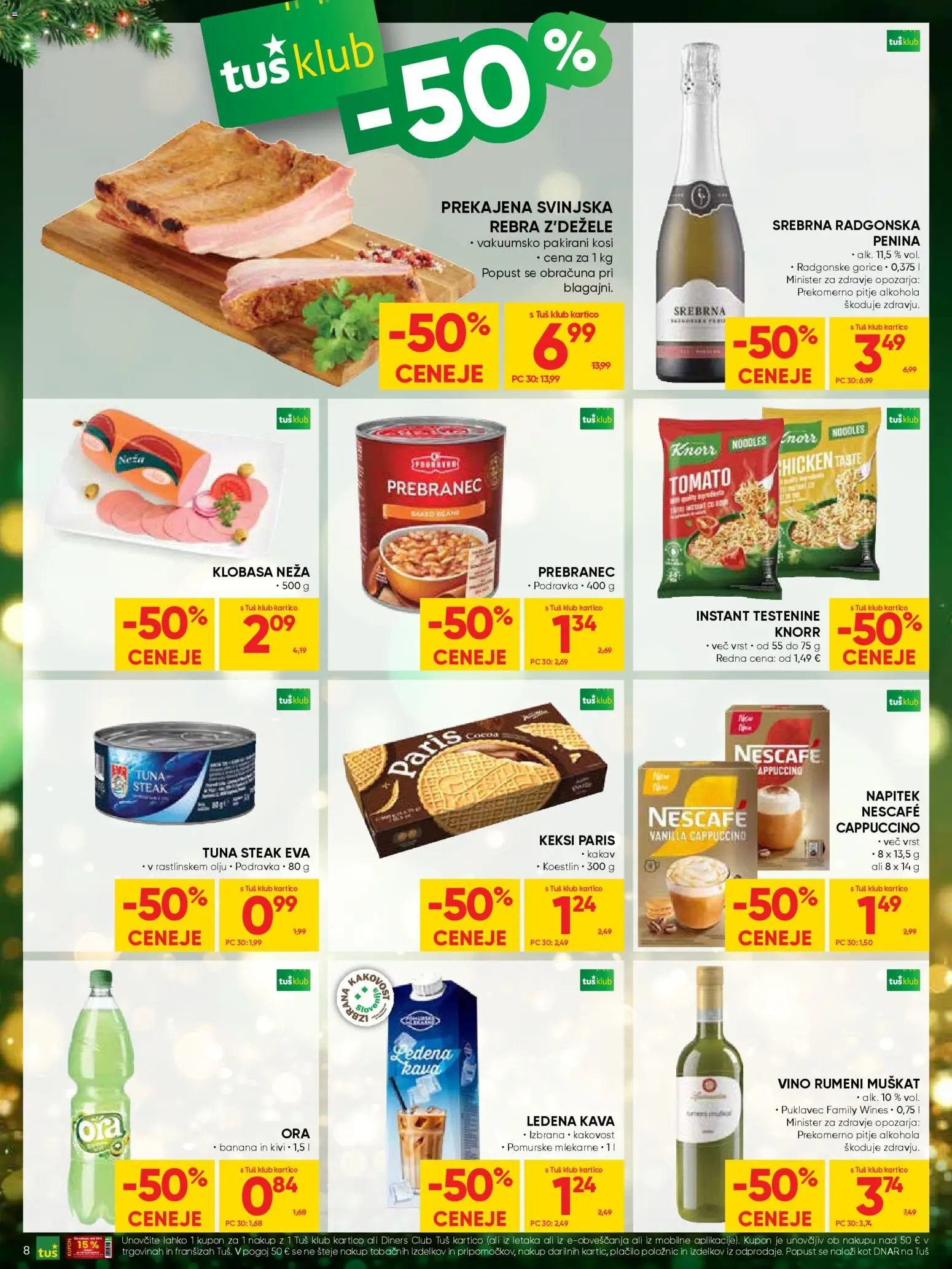 Novi Tuš katalog ponudbe – veljaven od 17.12.2025 | Stran: 8 | Izdelki: Tuna, Kakav, Kava, Testenine