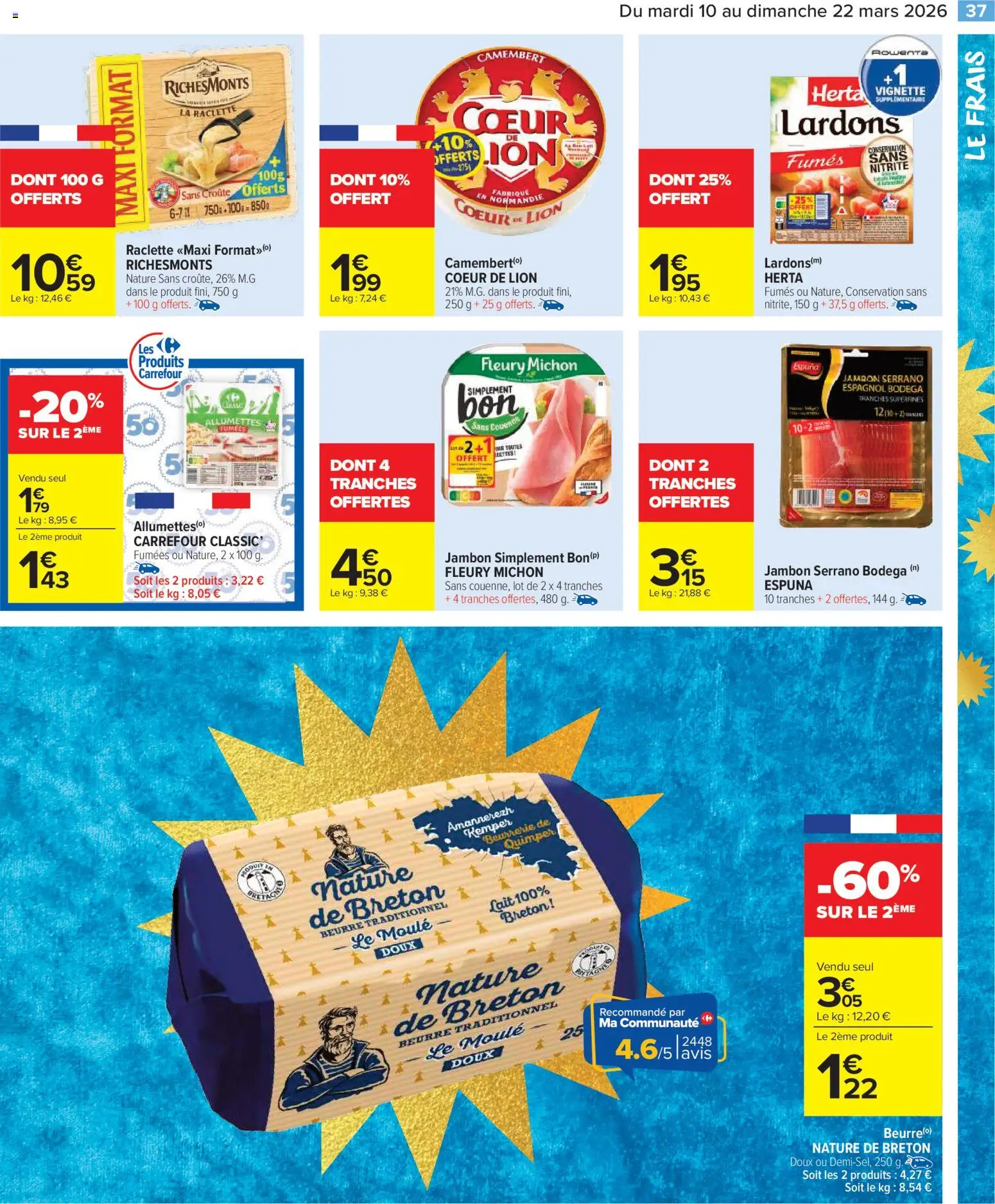 {H1} | Page: 39 | Produits: Lardons, Beurre, Jambon, Camembert
