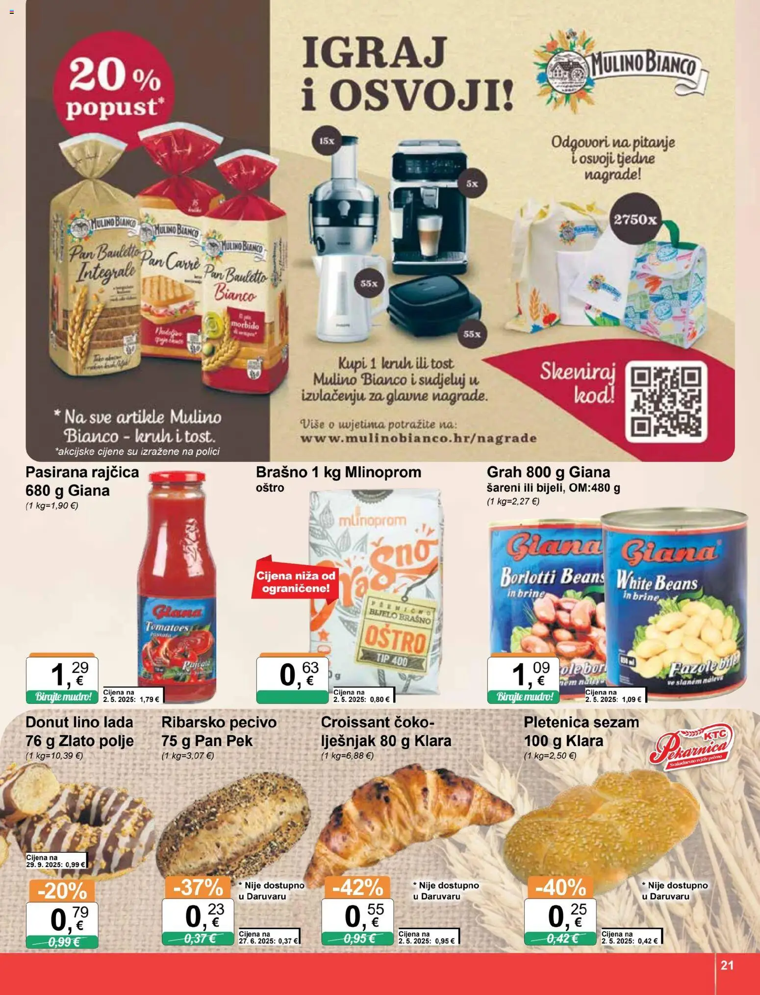 KTC katalog | vrijedi od 05.11.2025 | Stranica: 21 | Proizvodi: Pasirana rajčica, Grah, Pan, Rajčica