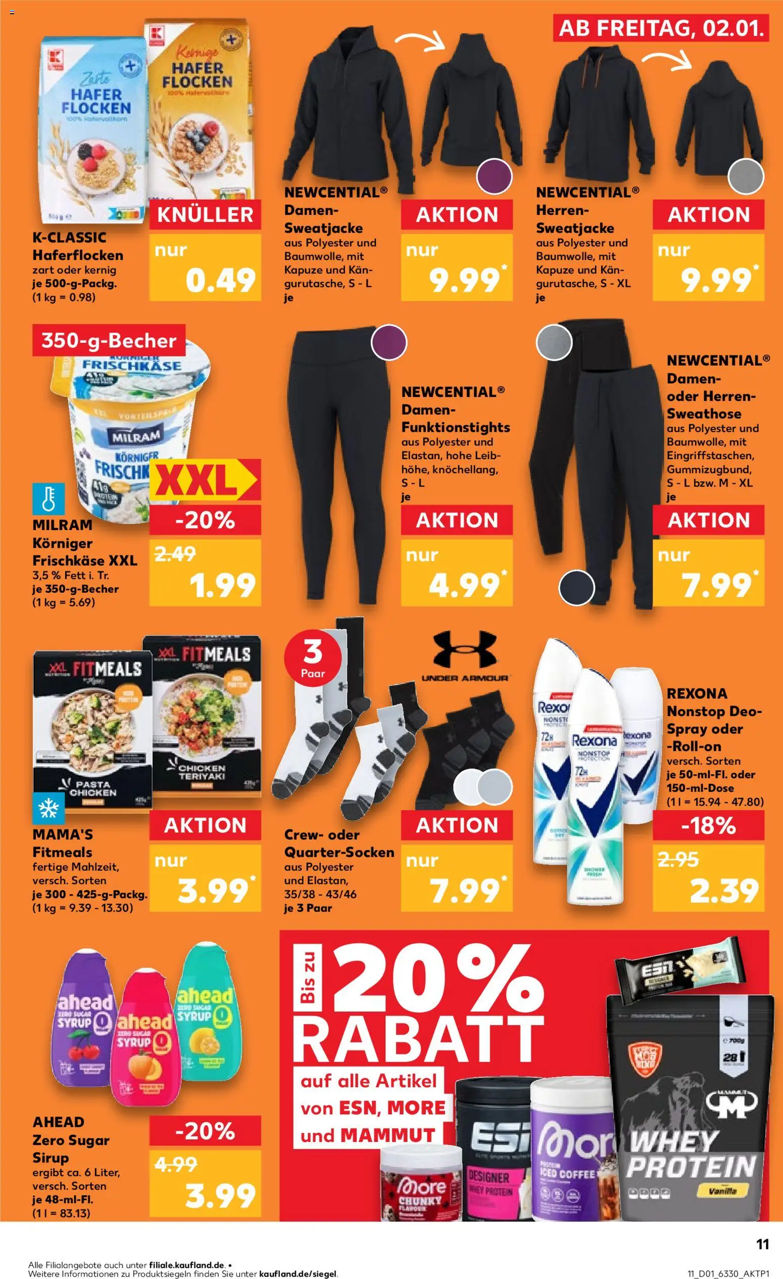 Kaufland prospekt Kiel	 – gültig ab 02.01.2026 | Seite: 11 | Produkte: Sweatjacke, Milram, Flocken, Frischkase