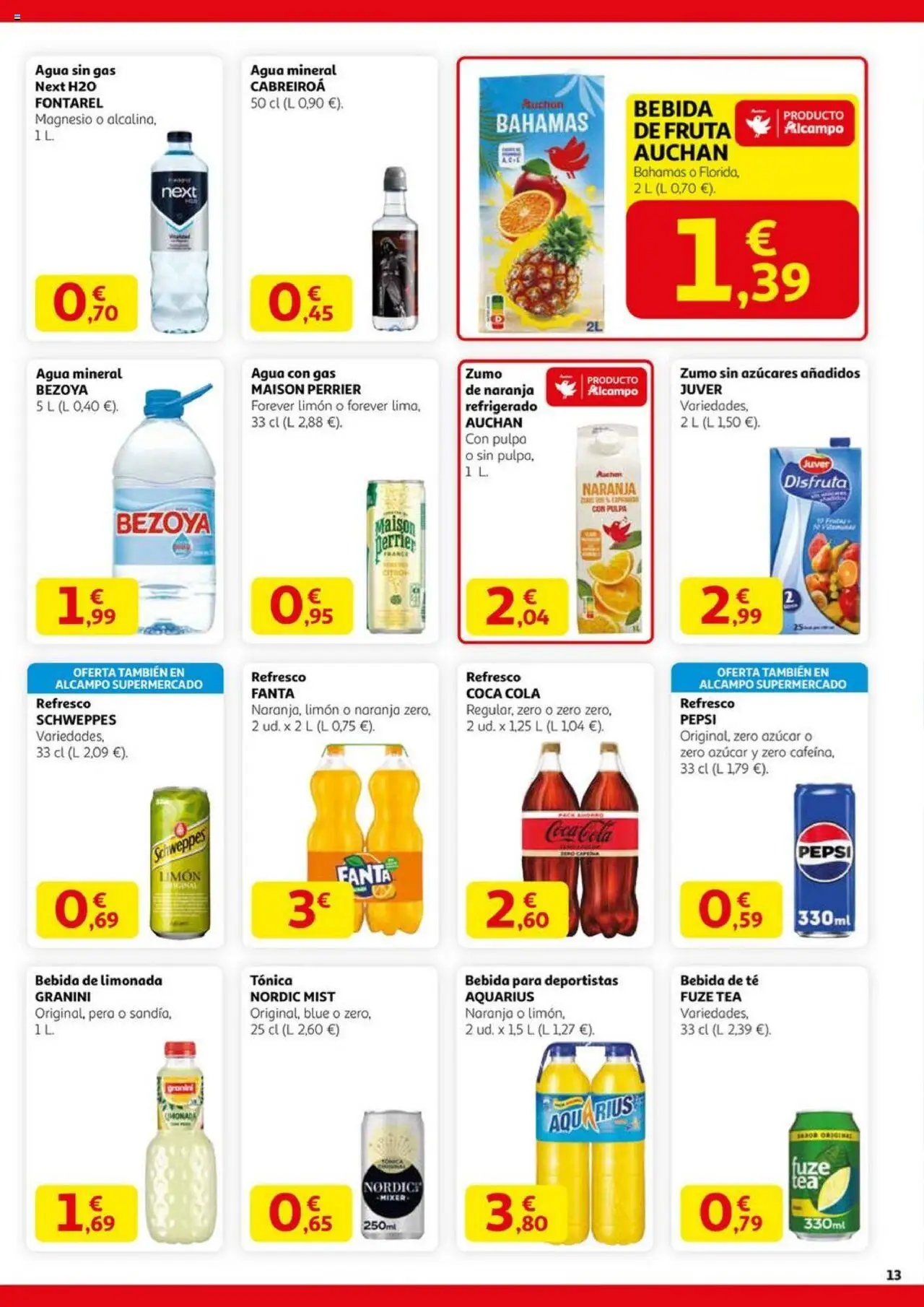 Alcampo - HP Nacional Unificado │ válido desde el 11.09.2025 | Página: 13 | Productos: Agua con gas, Ροζ πιπέρι, Té, Agua mineral