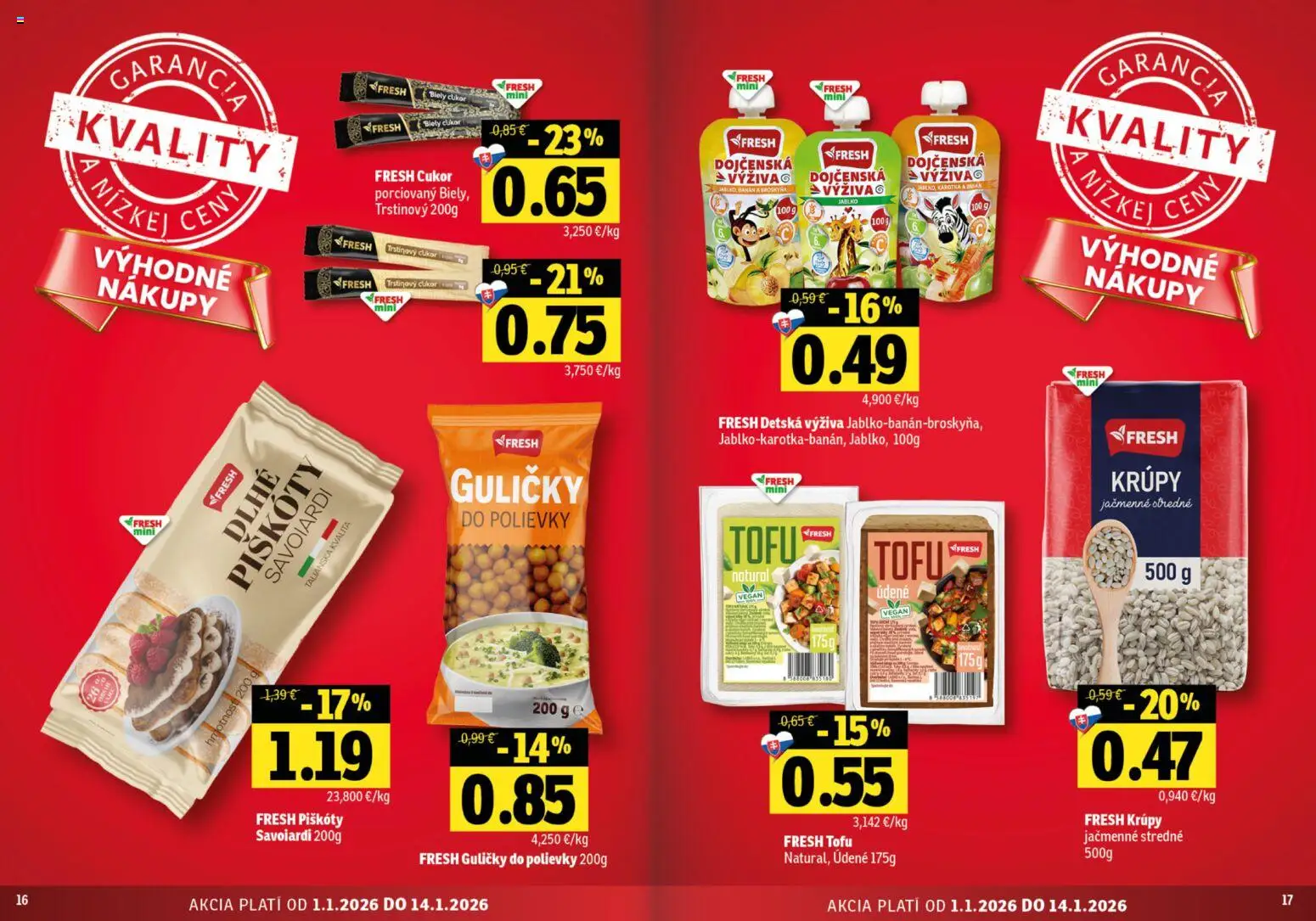 Nové Fresh akcie – leták je platný od 01.01.2026 | Strana: 9 | Produkty: Tofu, Cukor, Trstinový cukor
