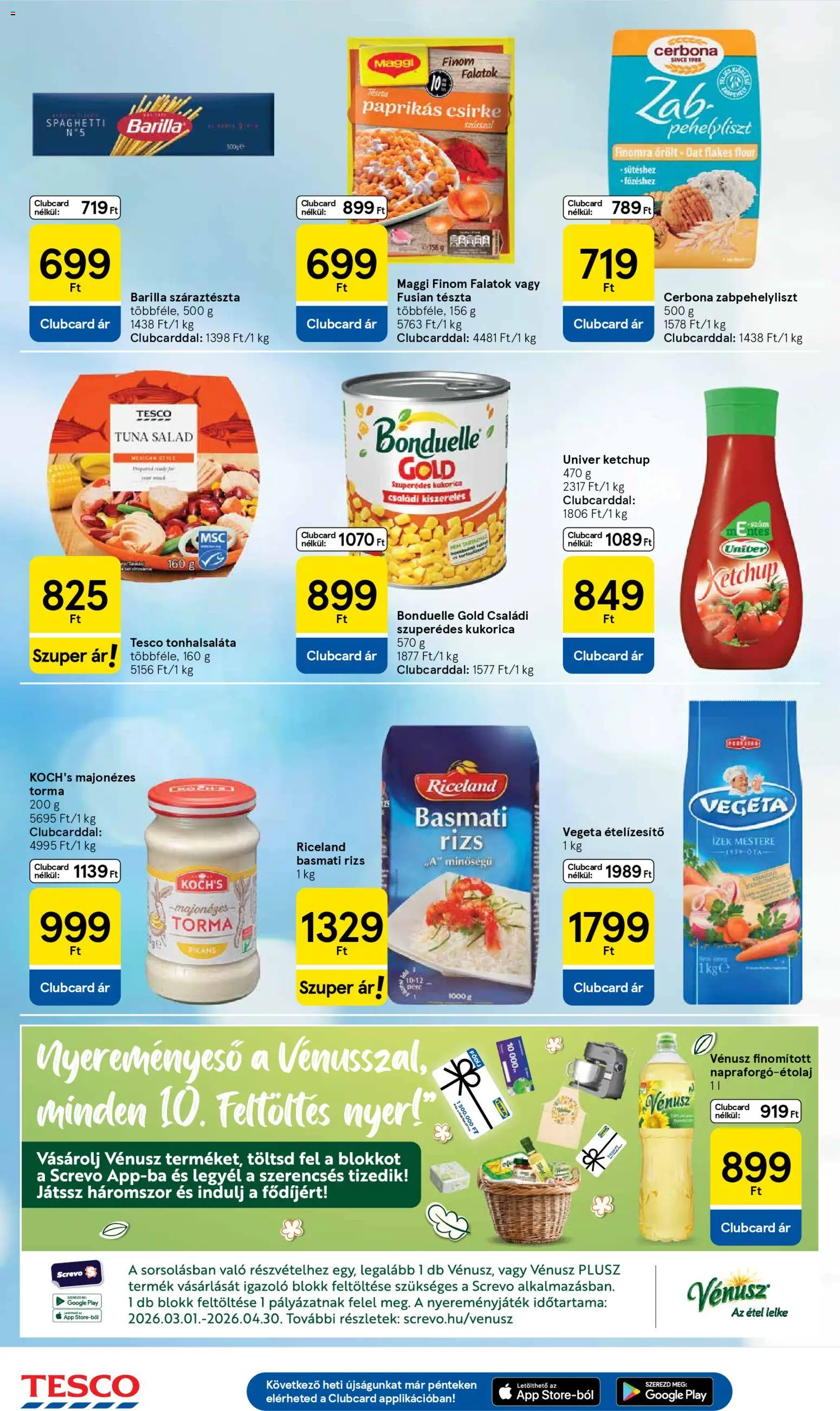 Tesco akciós ujság - amely érvényes a következő dátumtól: 19.03.2026 | Oldal: 20 | Termékek: Vegeta, Maggi, Basmati rizs, Tészta