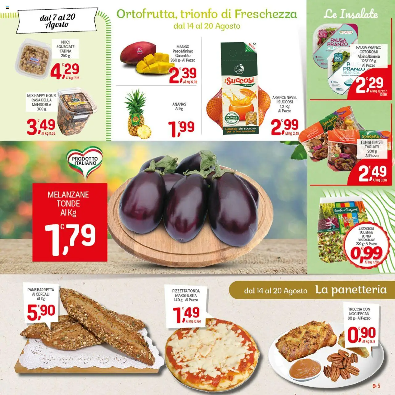 Volantino CRAI del 07.08.2025 | Pagina: 5 | Prodotti: Pane, Noci, Ananas, Melanzane