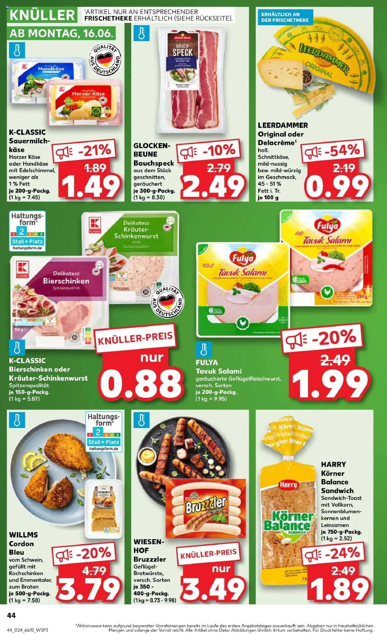 Kaufland prospekt Erkelenz	 - gültig ab dem 16.06.2025 | Seite: 5 | Produkte: Käse, Leerdammer, Salami