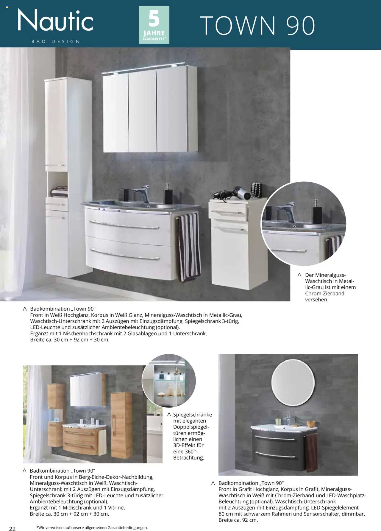 Hammer Zuhause Nautic Badmoebel - gültig ab dem 01.01.2024 | Seite: 22 | Produkte: Bad, Waschtisch, Spiegelschrank, Midischrank