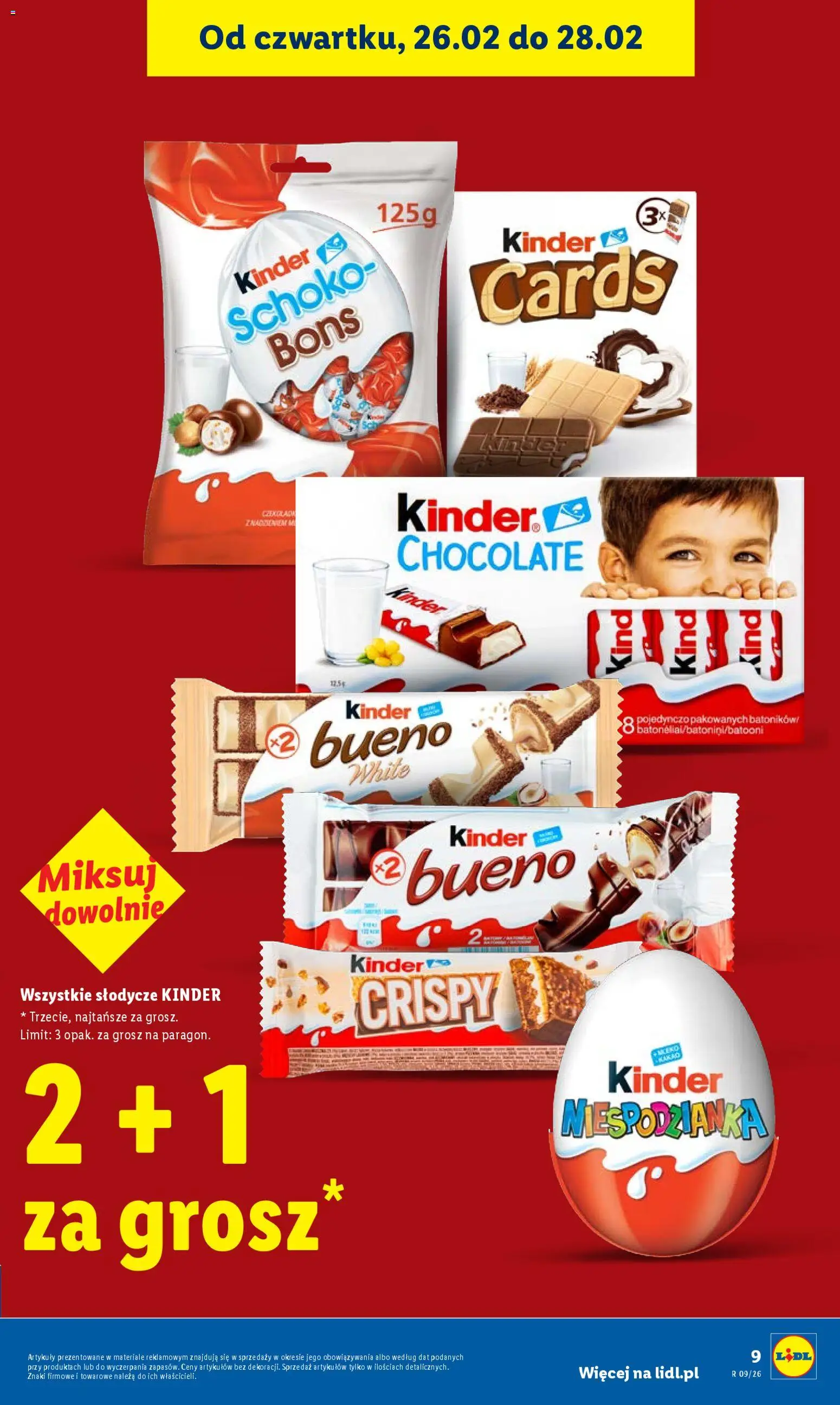 Lidl Polsko leták od 26.02.2026 | Strana: 9 | Produkty: Schoko Bons, Kakao, Kinder, Kinder Bueno